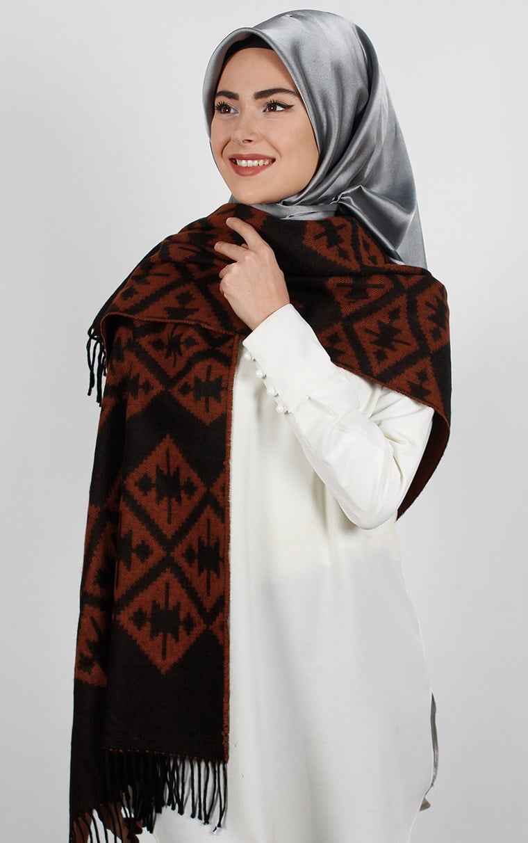 511-0011-02 GENİŞ OMUZ ŞALI SİYAH MOR