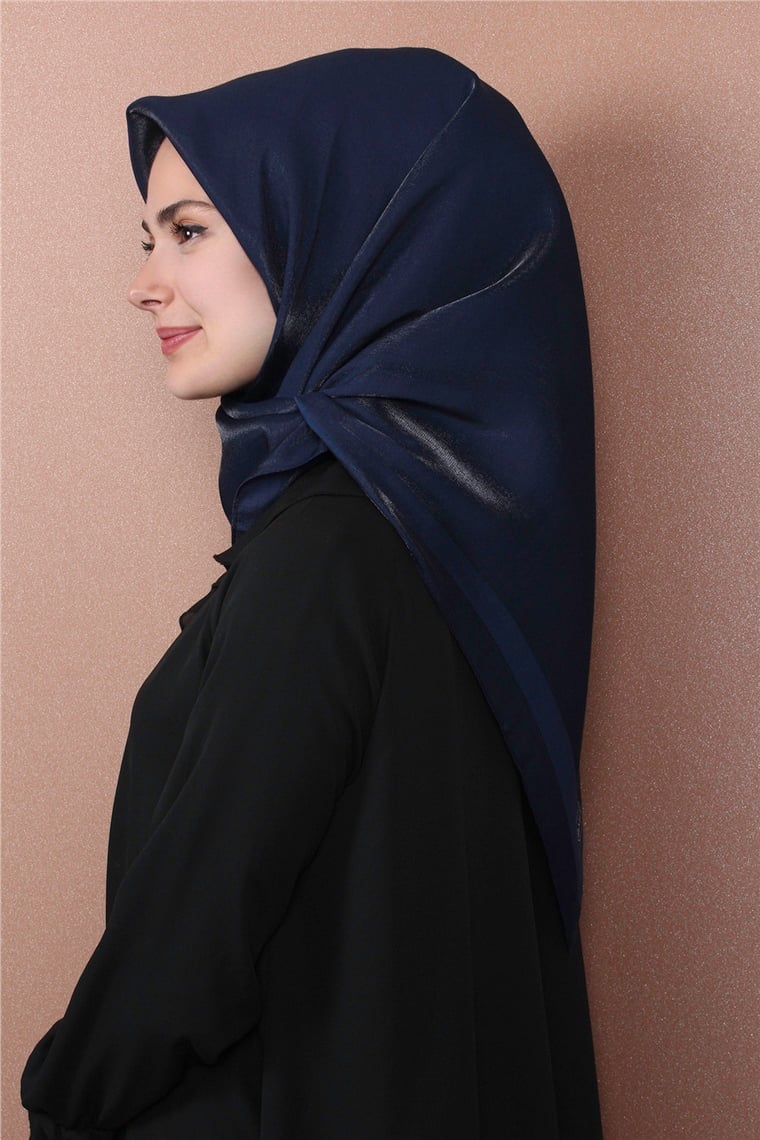 Abiye Bordürlü Eşarp 6002-15 Lacivert