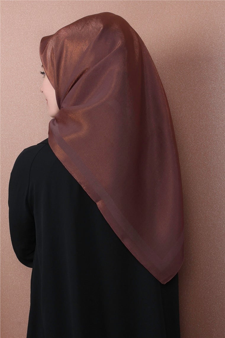 Abiye Bordürlü Eşarp 6002-7 Kahverengi