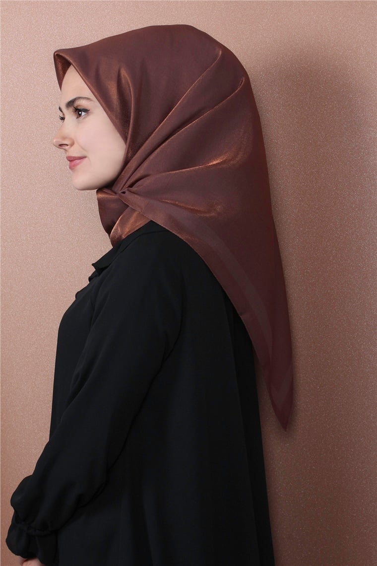 Abiye Bordürlü Eşarp 6002-7 Kahverengi