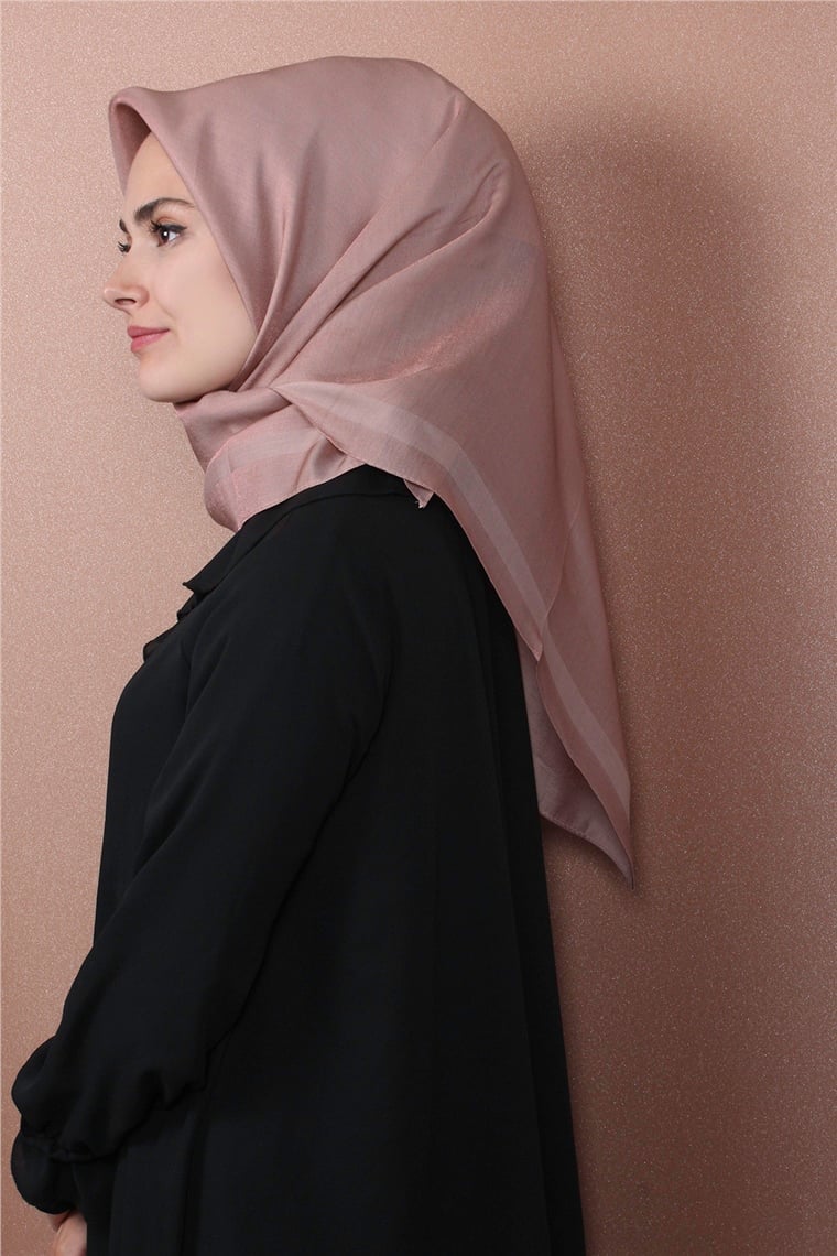 Abiye Bordürlü Eşarp 6002-8 Pudra