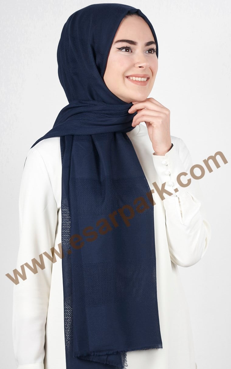 Akel İndigo Fileli Şal 140-13