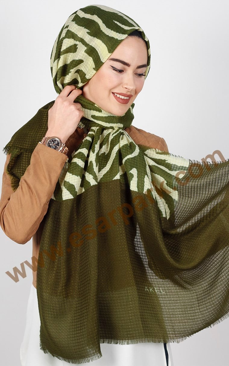 Akel Zebra Desenli Şal 4835-1