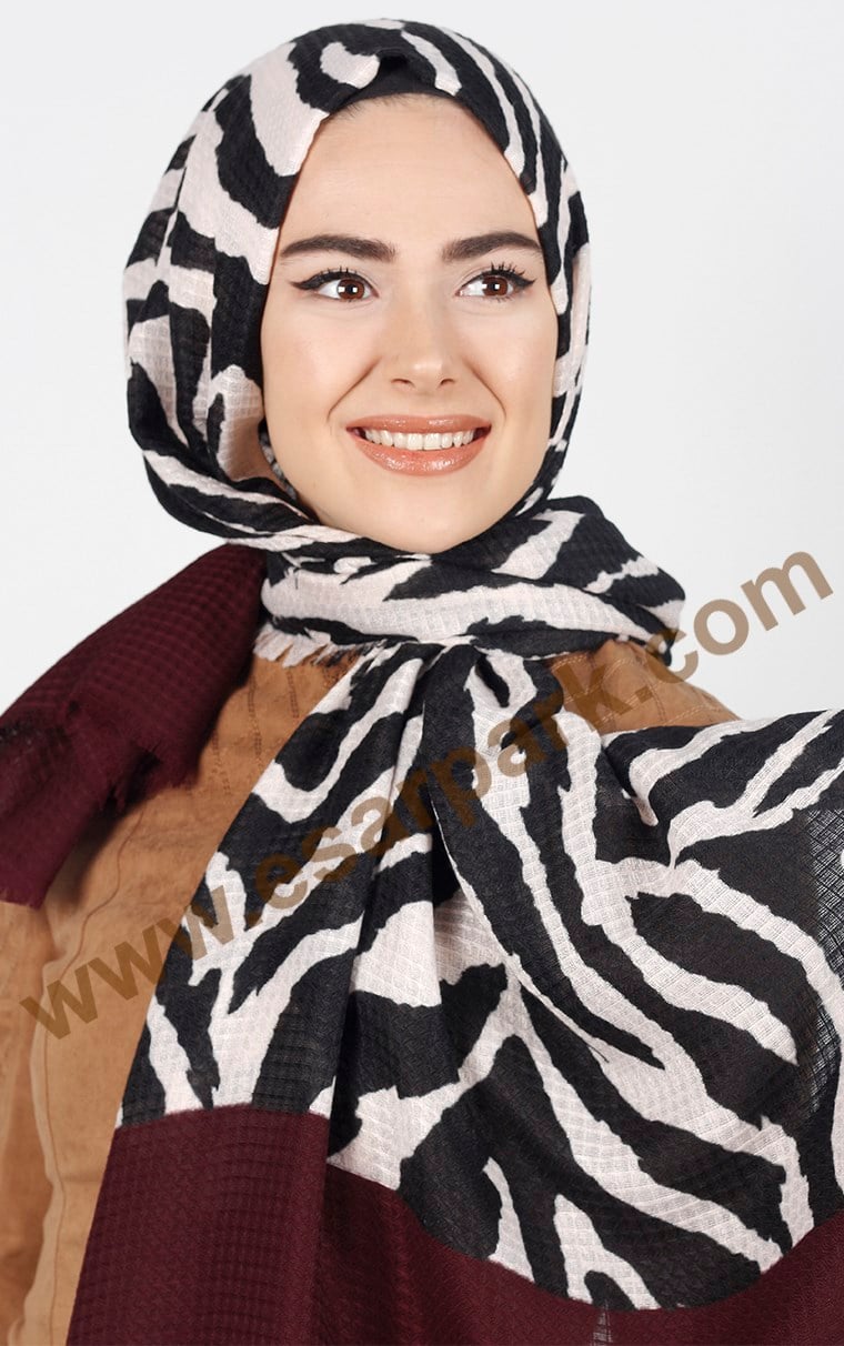 Akel Zebra Desenli Şal 4835-8
