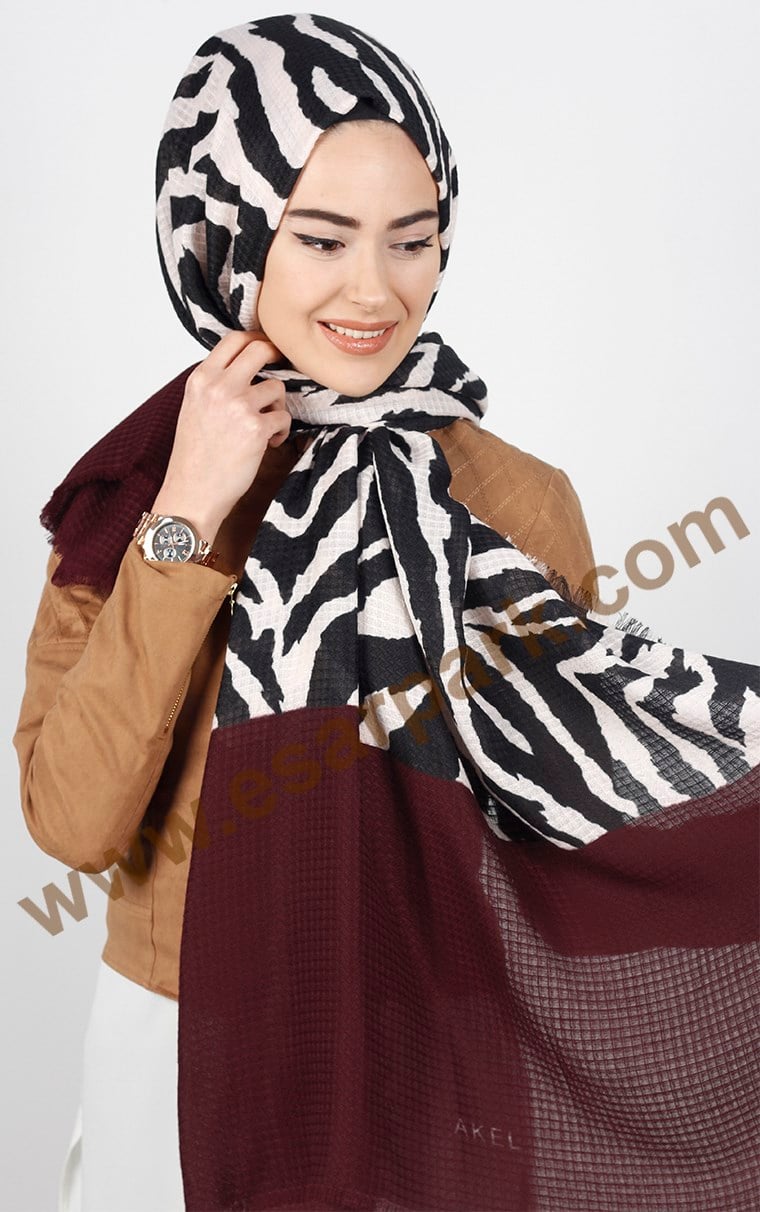 Akel Zebra Desenli Şal 4835-8