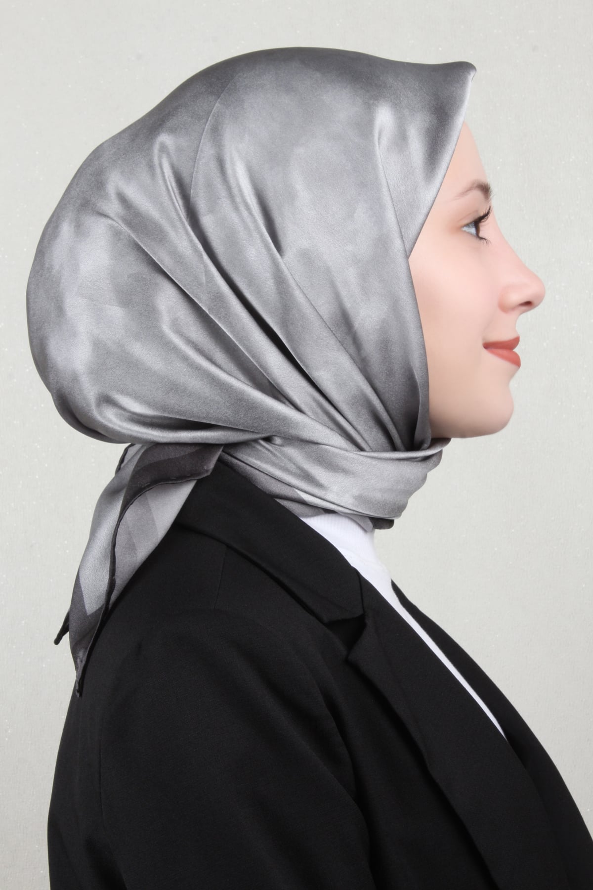 Aker Düz İpek Eşarp 8783757-371 Gümüş