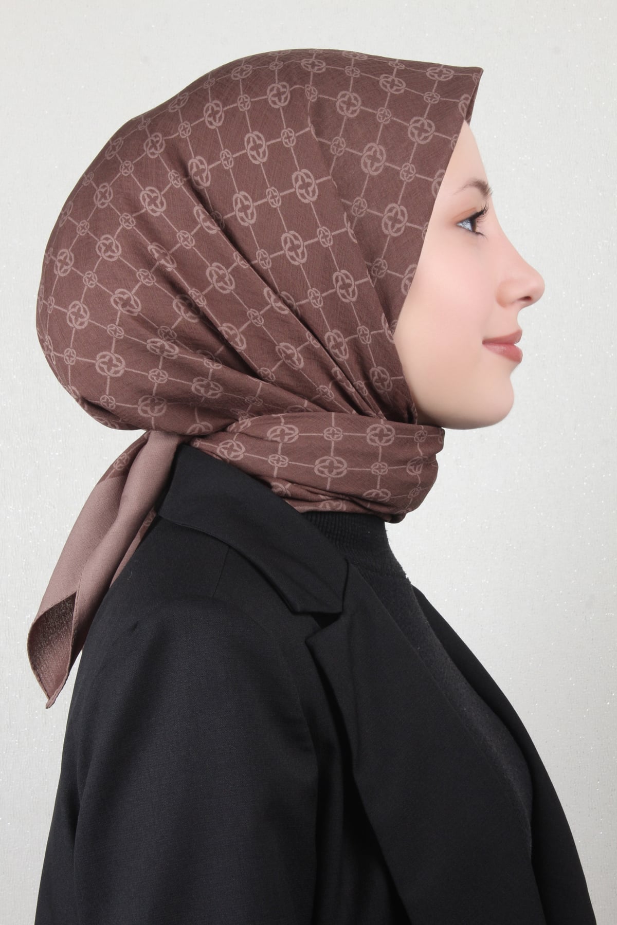 Aker Elegance Monogram Eşarp 4107-1 Kahve