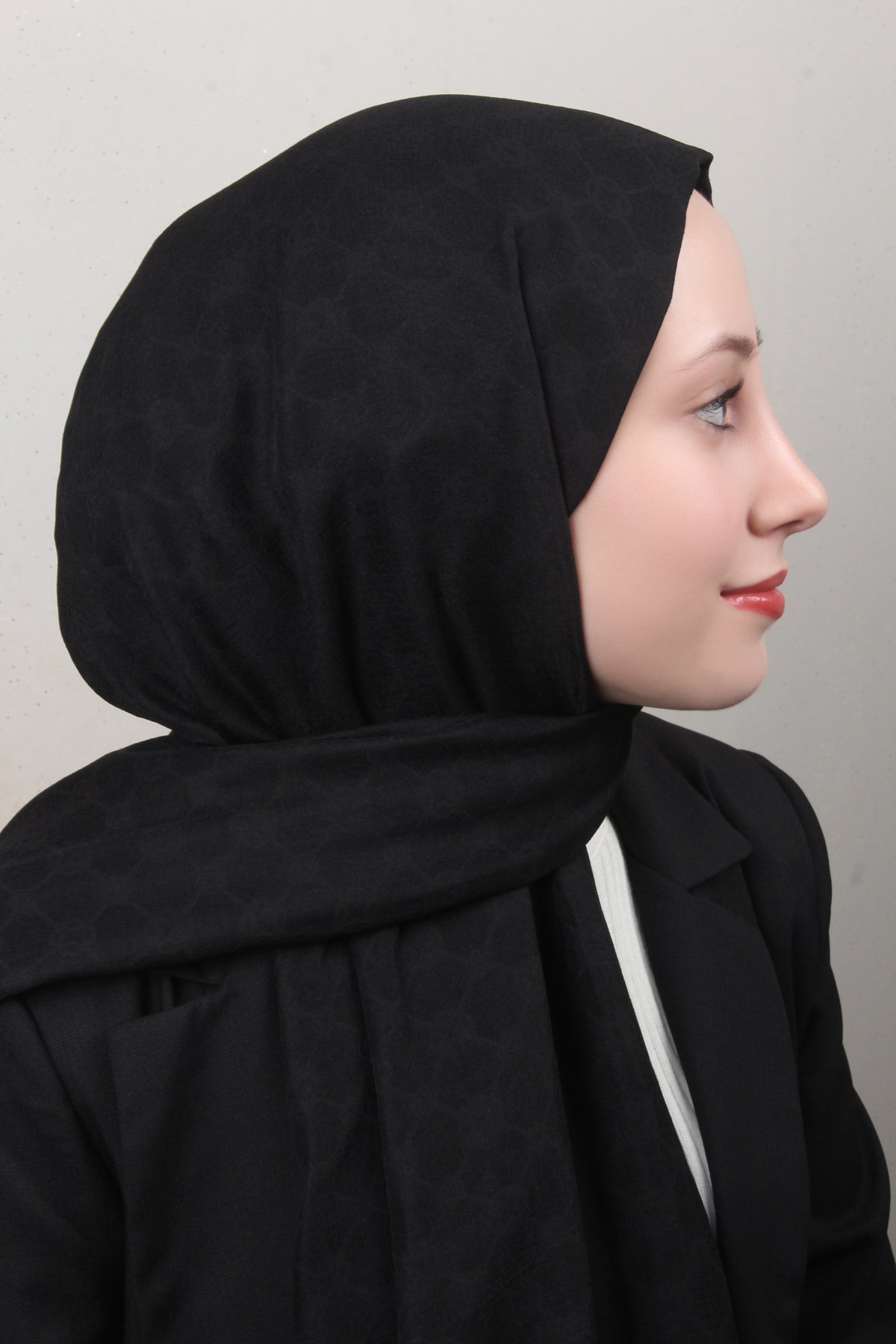 Aker Elegance Monogram Şal 4108-16 Siyah