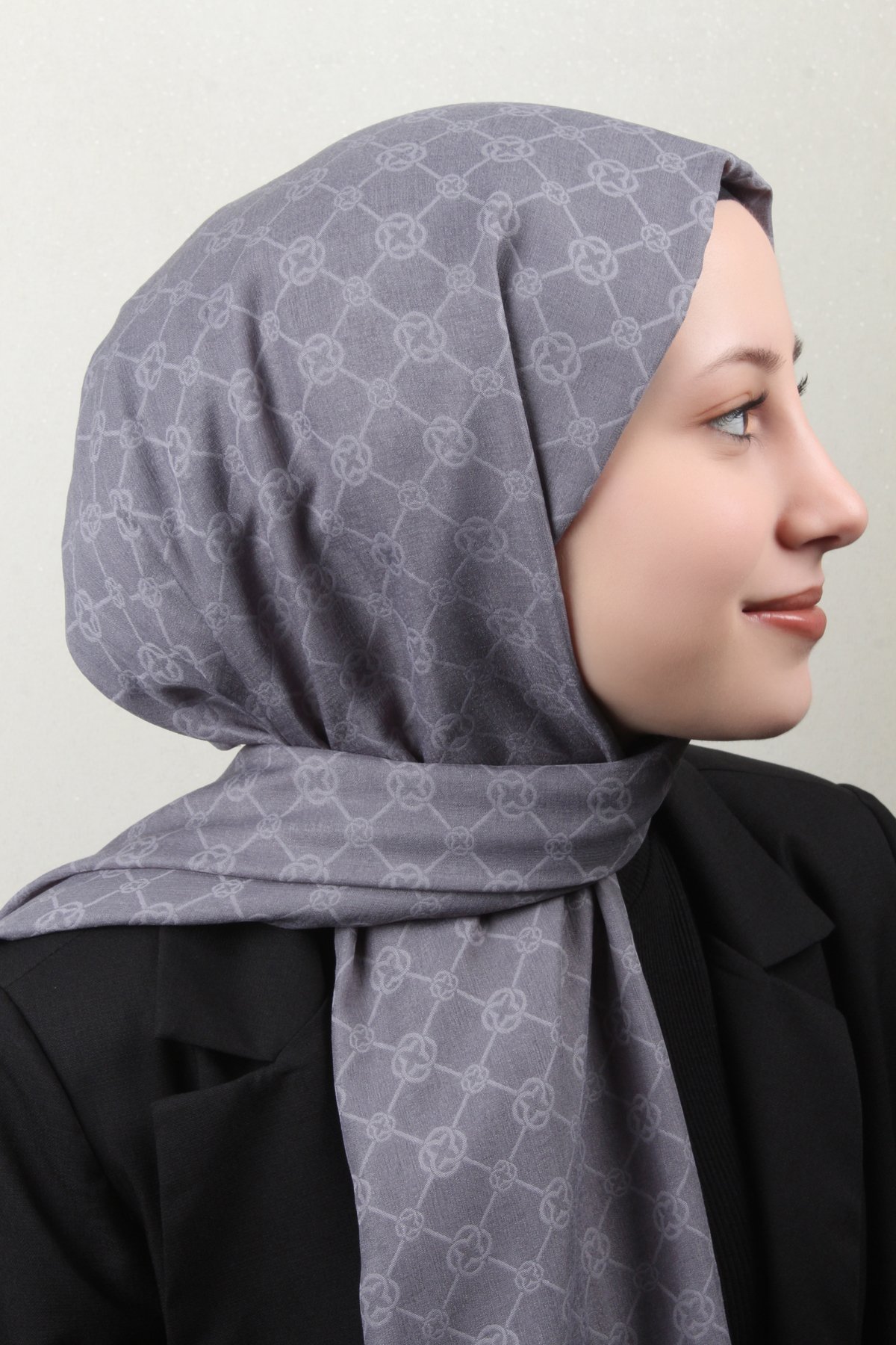 Aker Elegance Monogram Şal 4108-5 Gri