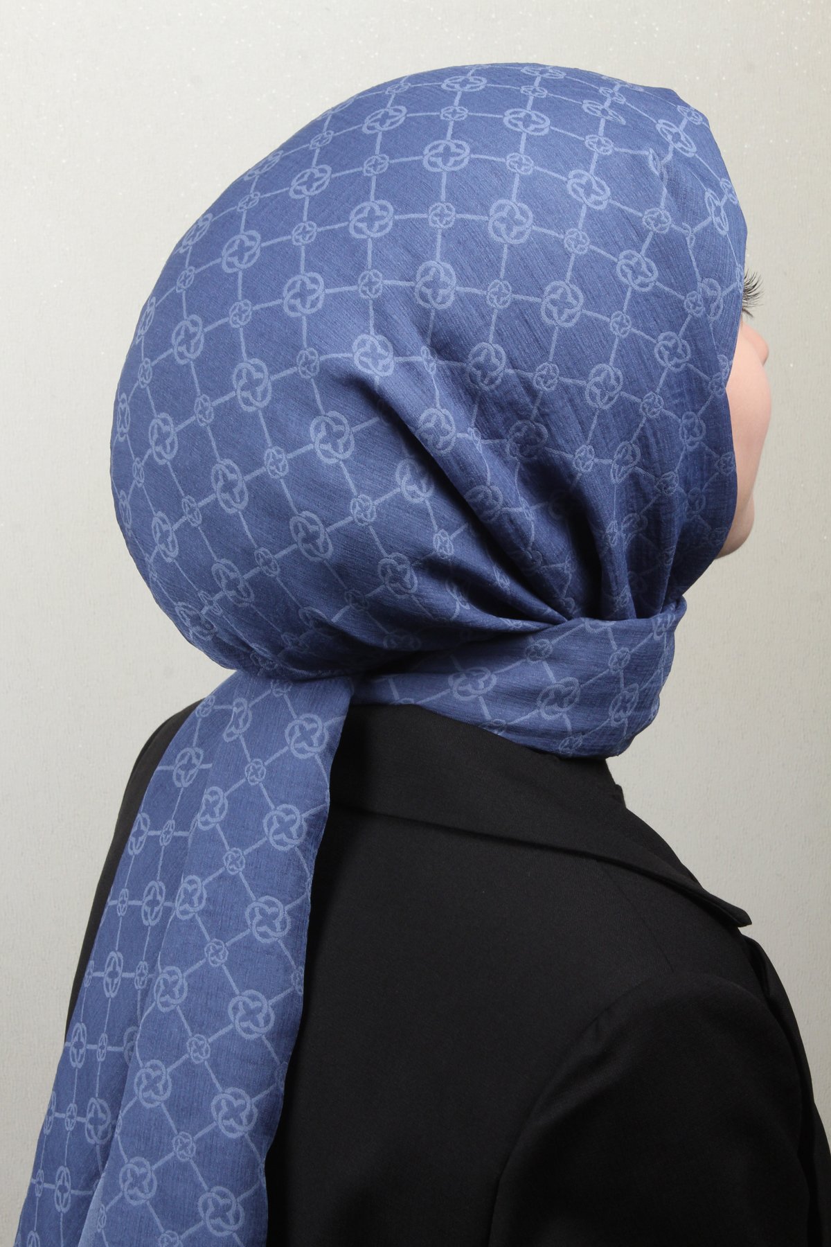 Aker Elegance Monogram Şal 4108-6 İndigo