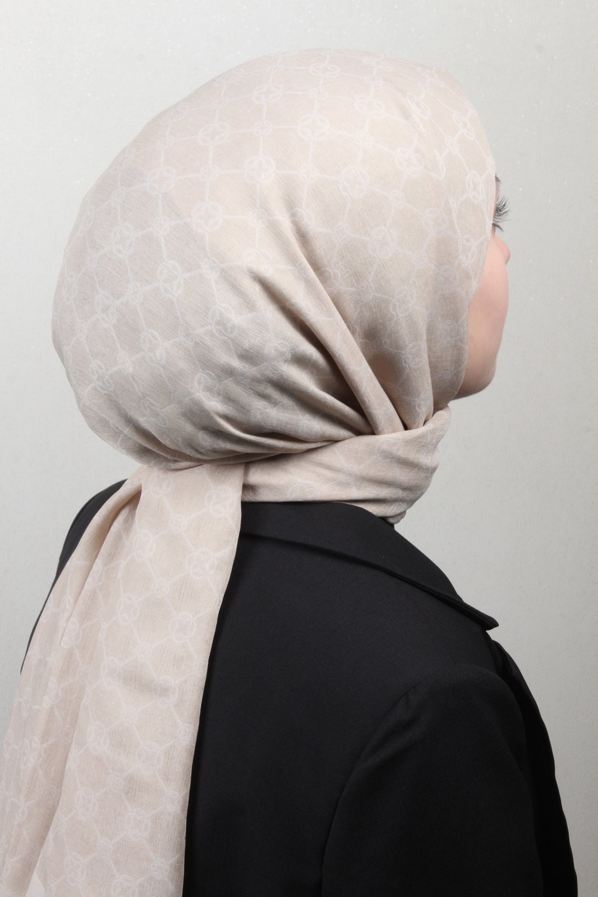Aker Elegance Monogram Şal 4108-7 Kemik