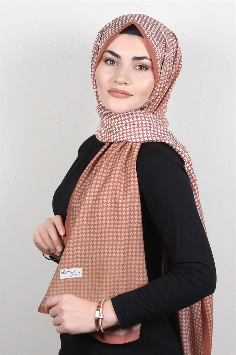 Armine Desenli Modal Şal 8684-4 Kiremit 