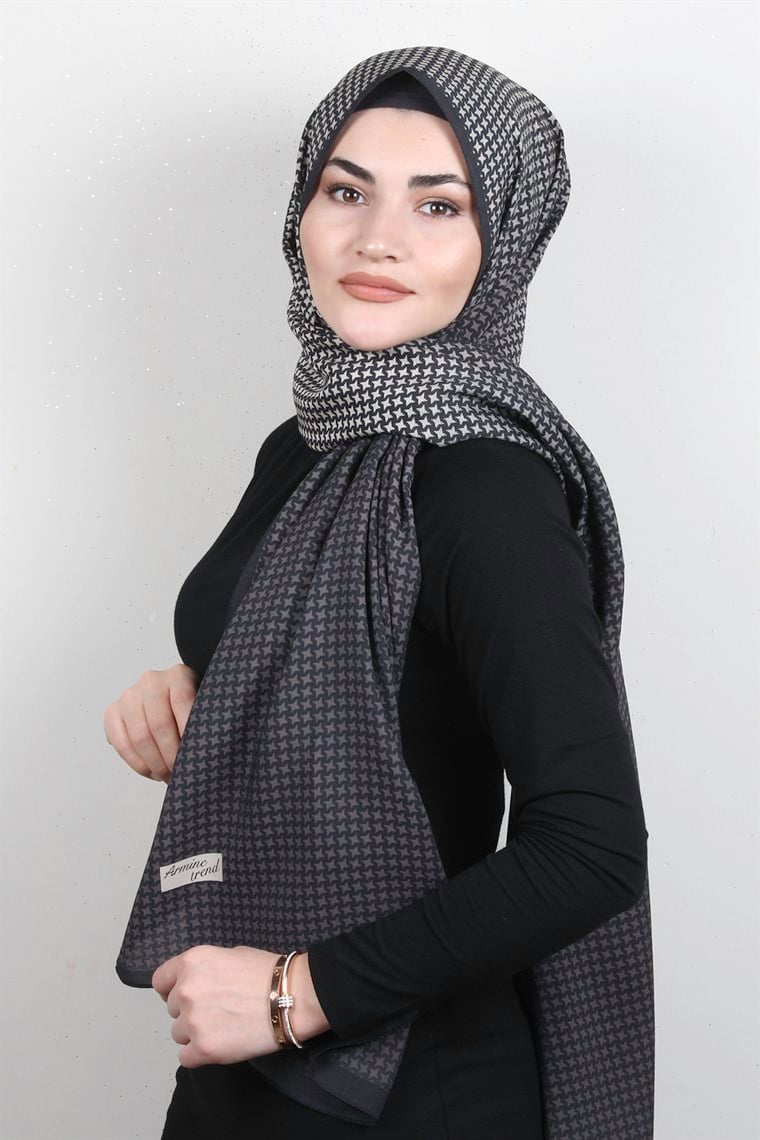 Armine Desenli Modal Şal 8684-9 Vizon