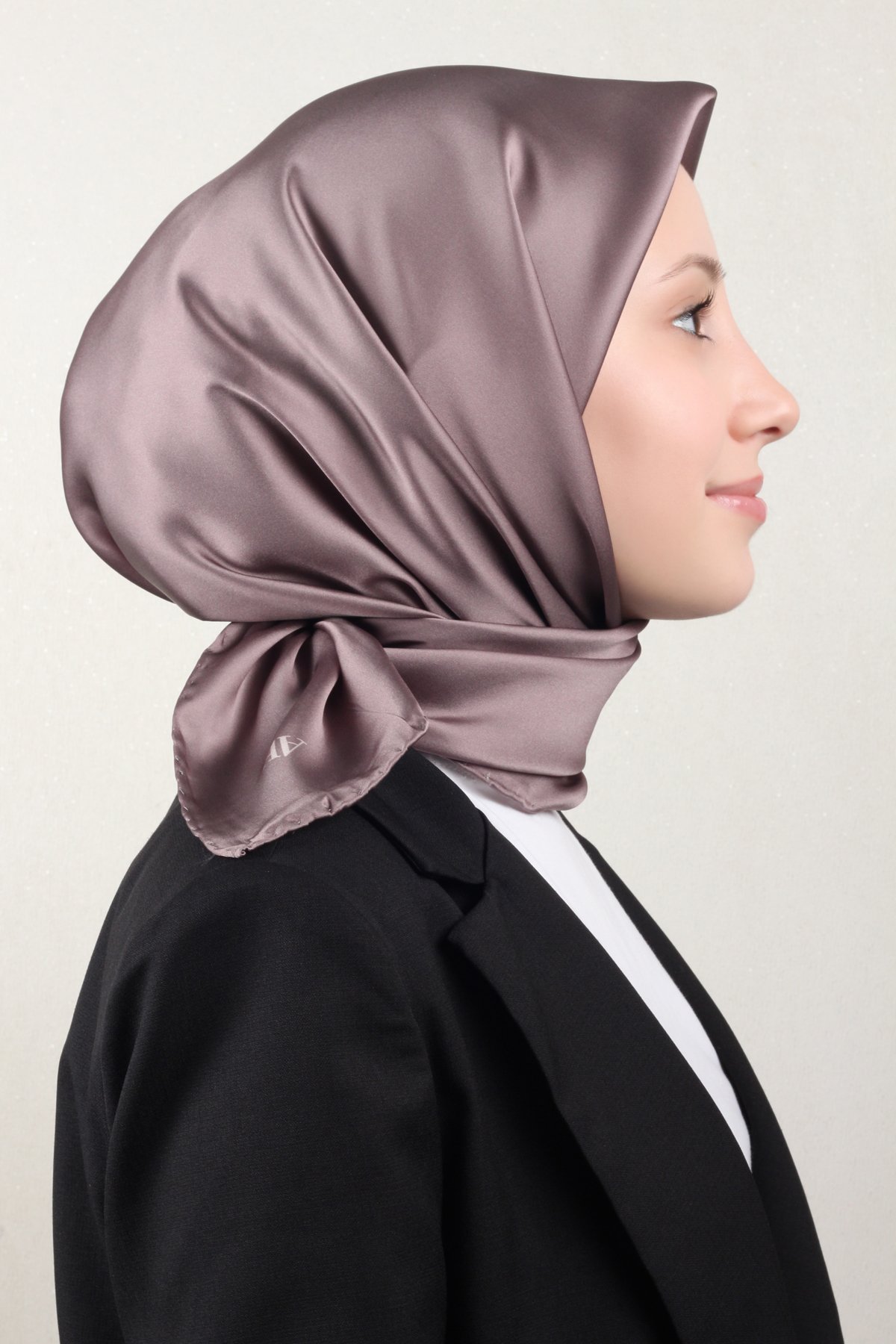 Armine Düz İpek Eşarp 0010-22 Koyu Vizon