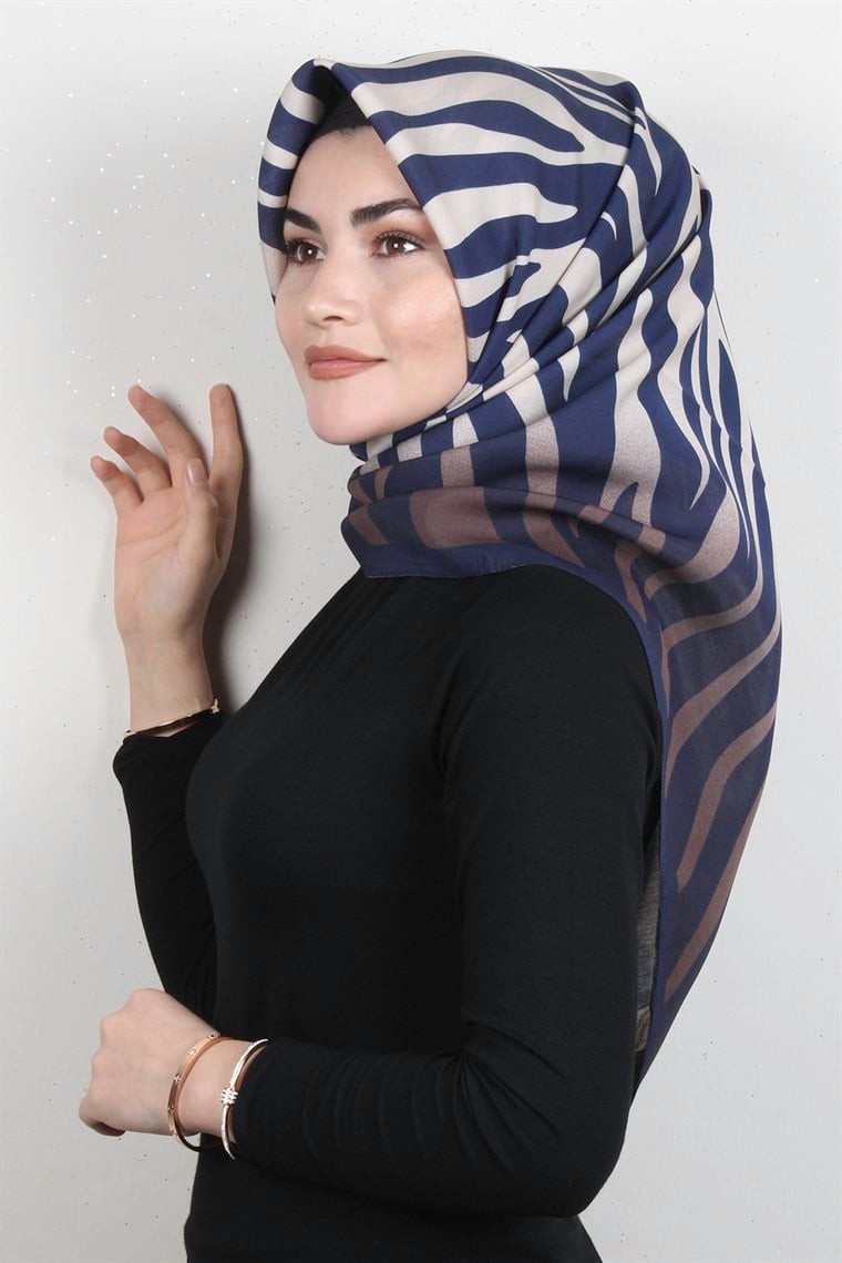 Armine Modal Eşarp 4602-3 Zebra Lacivert