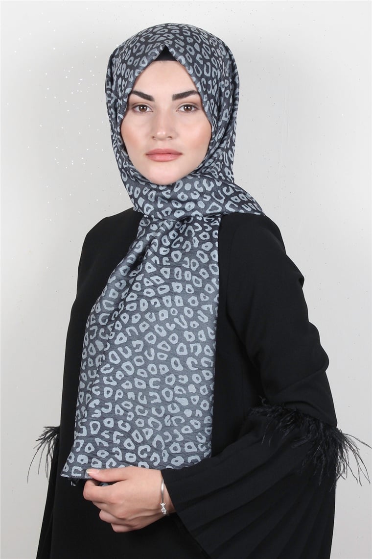 Armine Trend Lina Şal 1367-6 Leopar-Füme