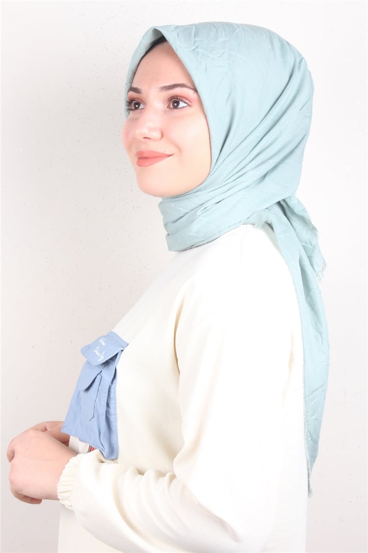 Bambu Kraşlı Eşarp 3081-10 Su Yeşili