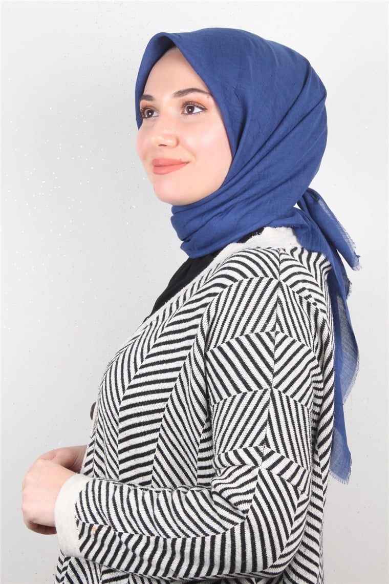 Bambu Kraşlı Eşarp 3081-22 Kot Mavisi