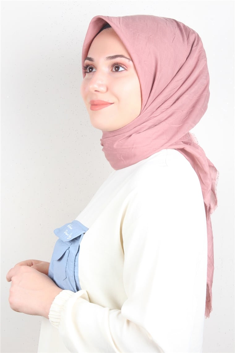 Bambu Kraşlı Eşarp 3081-4 Gül Kurusu