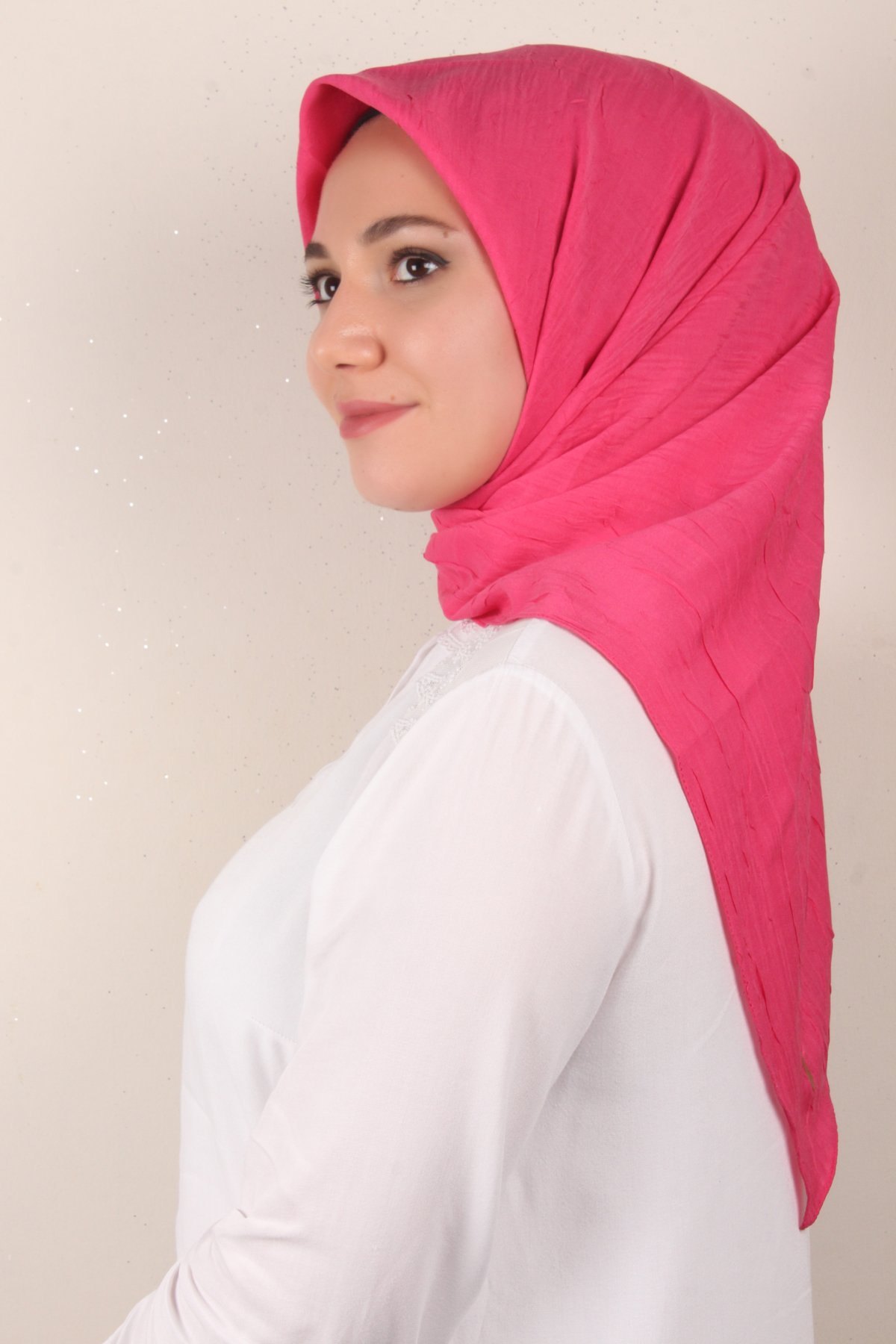 Bambu Kraşlı Eşarp 3081-44 Şeker Pembe