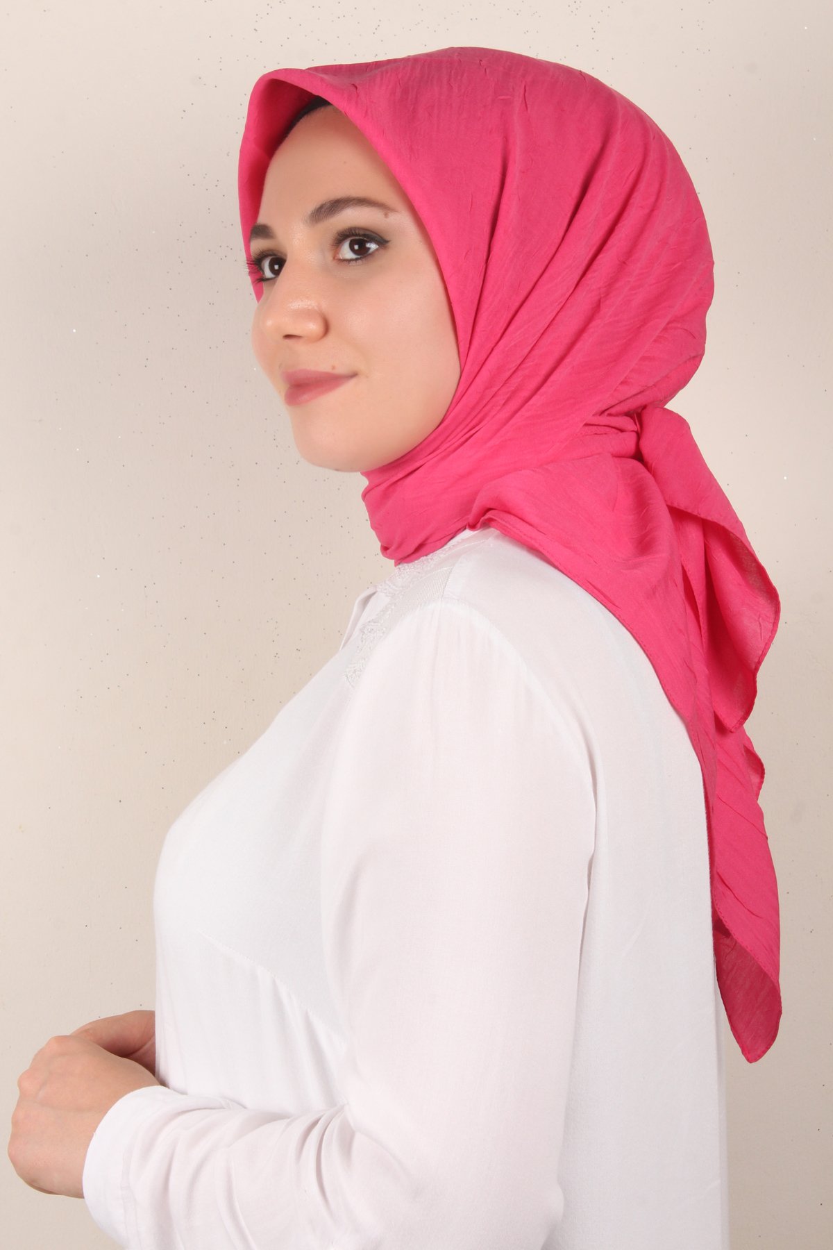 Bambu Kraşlı Eşarp 3081-44 Şeker Pembe