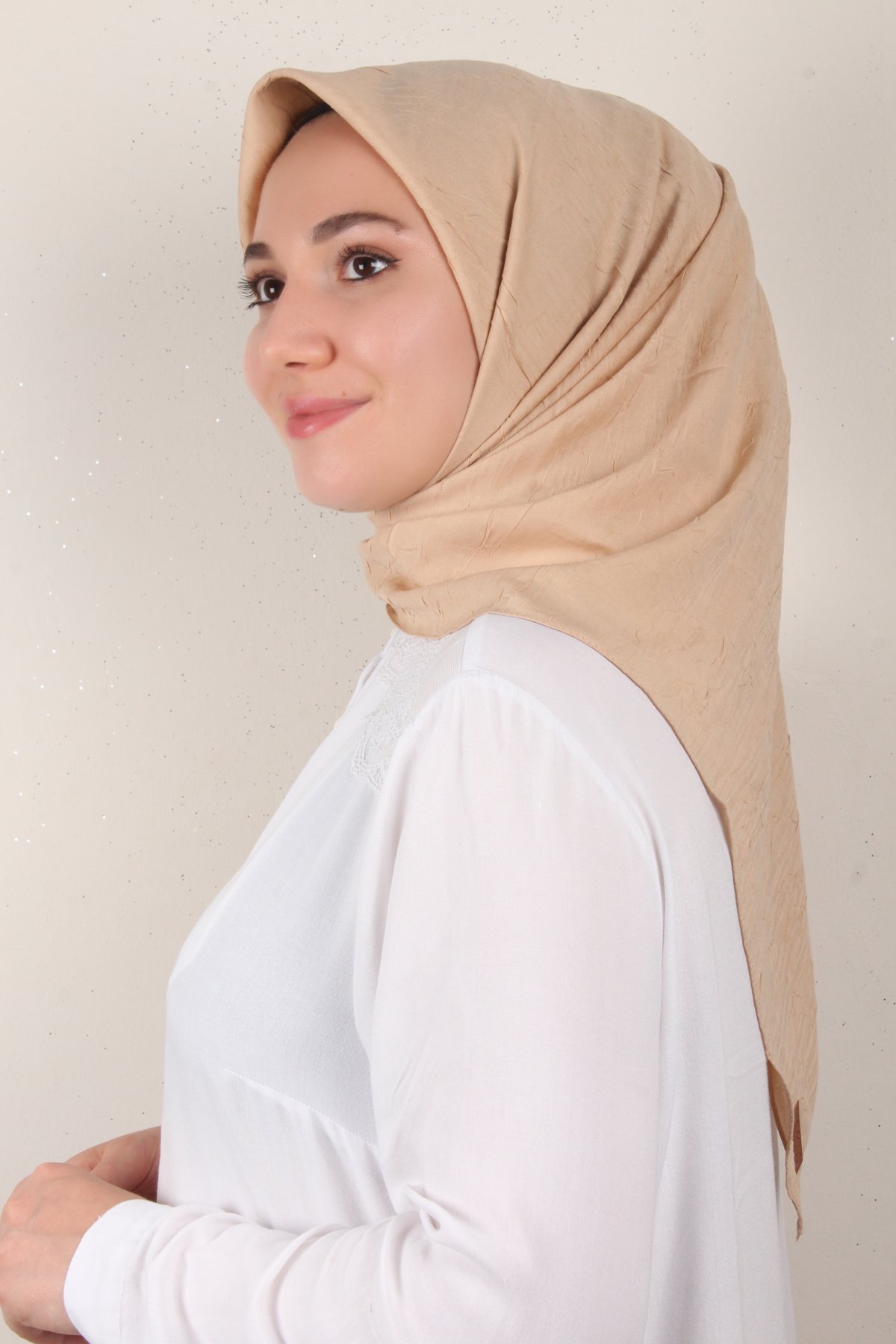 Bambu Kraşlı Eşarp 3081-53 Bej