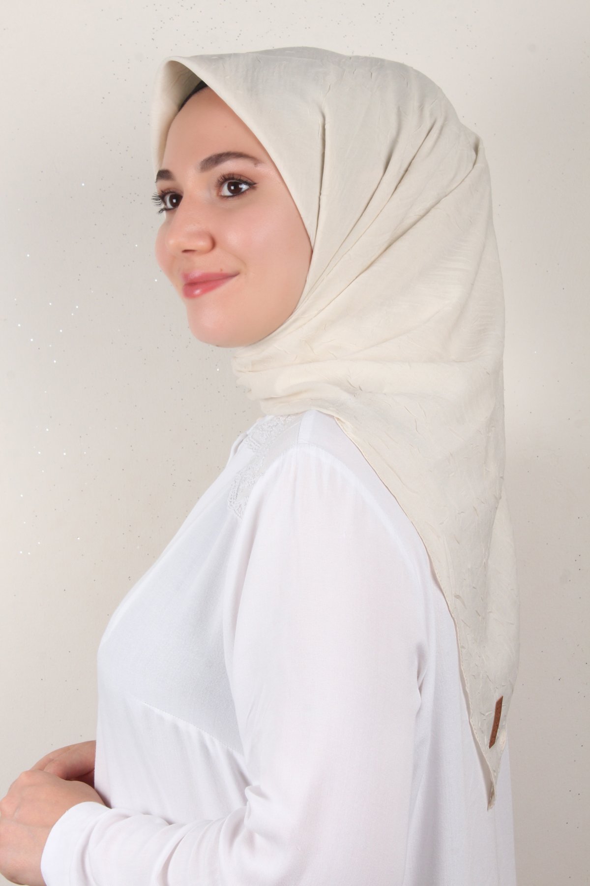 Bambu Kraşlı Eşarp 3081-60 Kemik