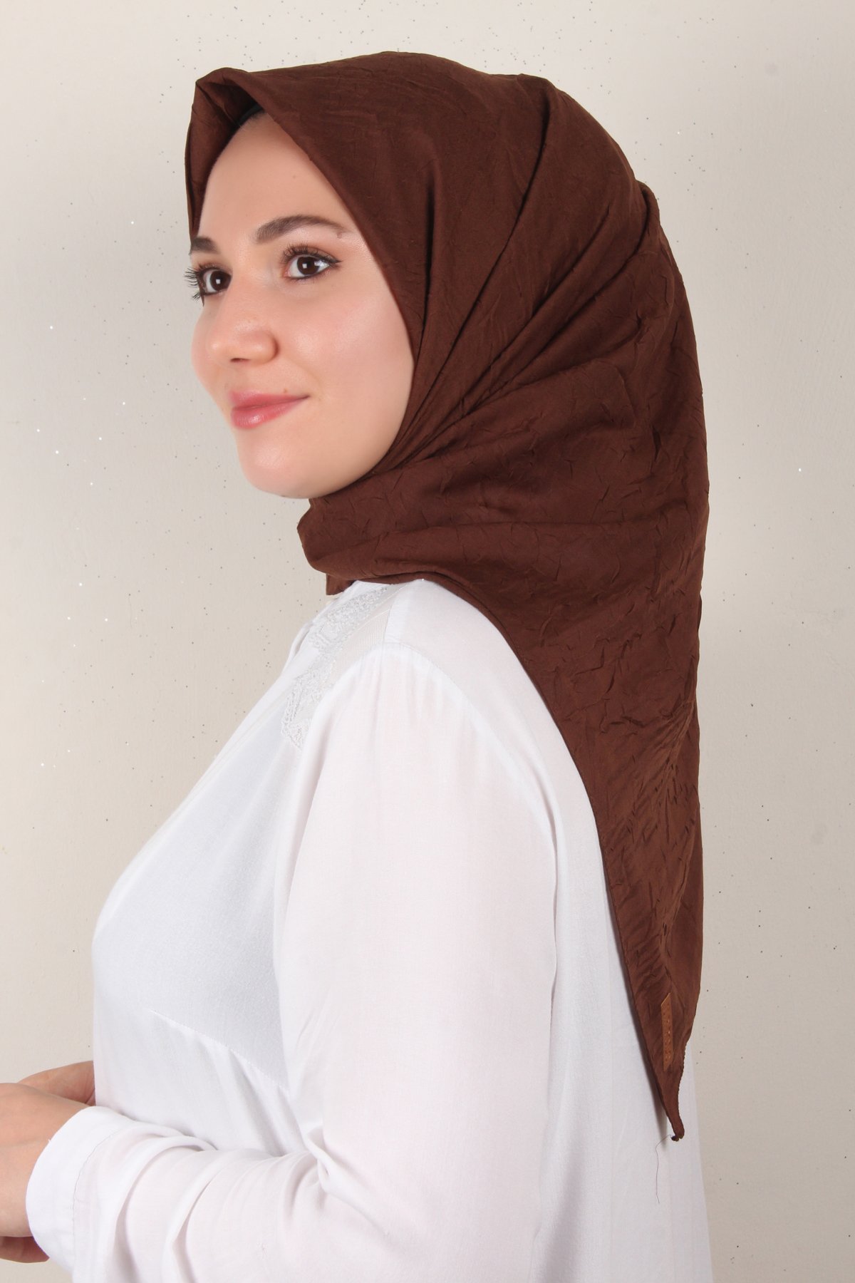 Bambu Kraşlı Eşarp 3081-62 Kahverengi