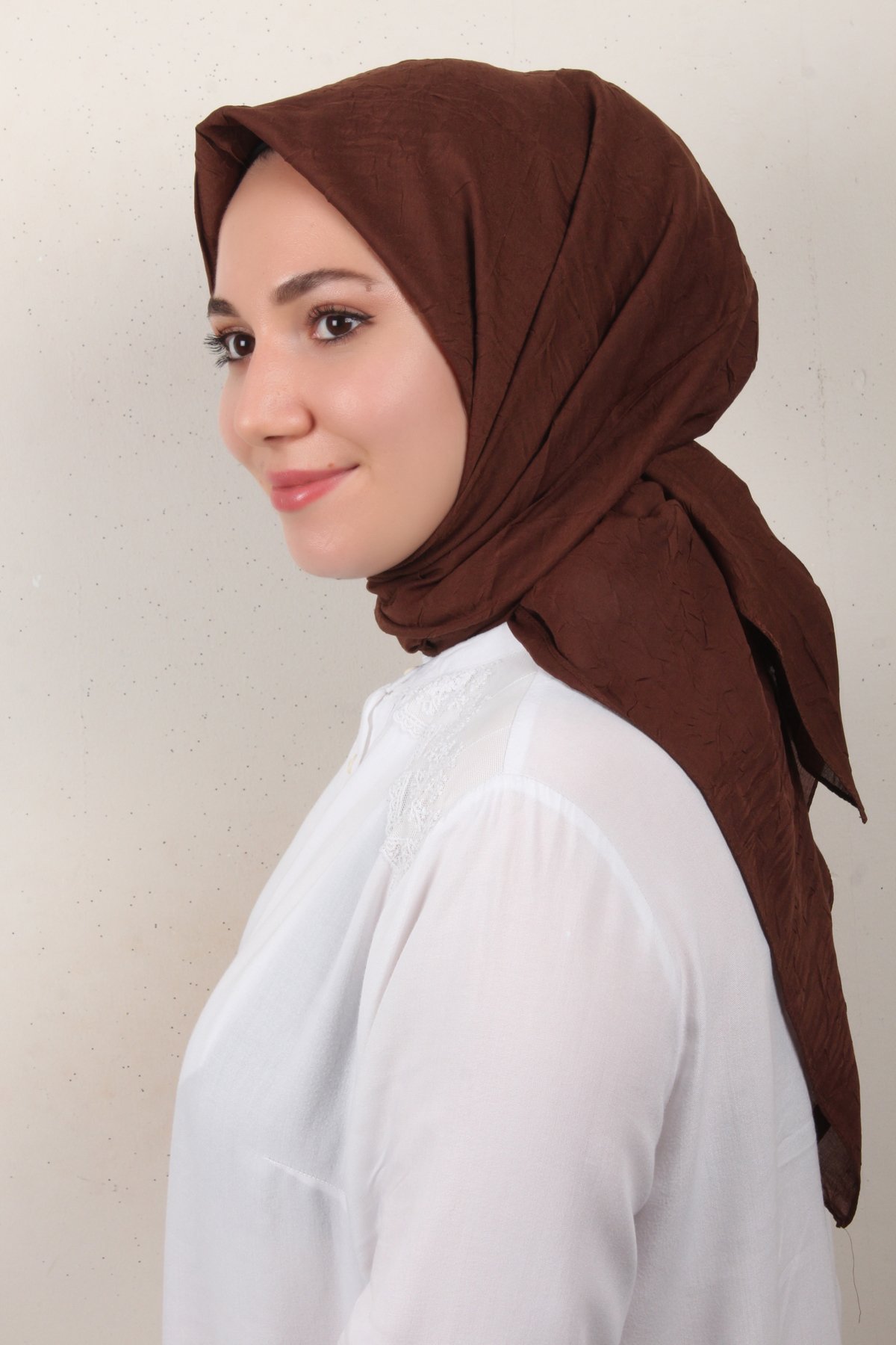 Bambu Kraşlı Eşarp 3081-62 Kahverengi