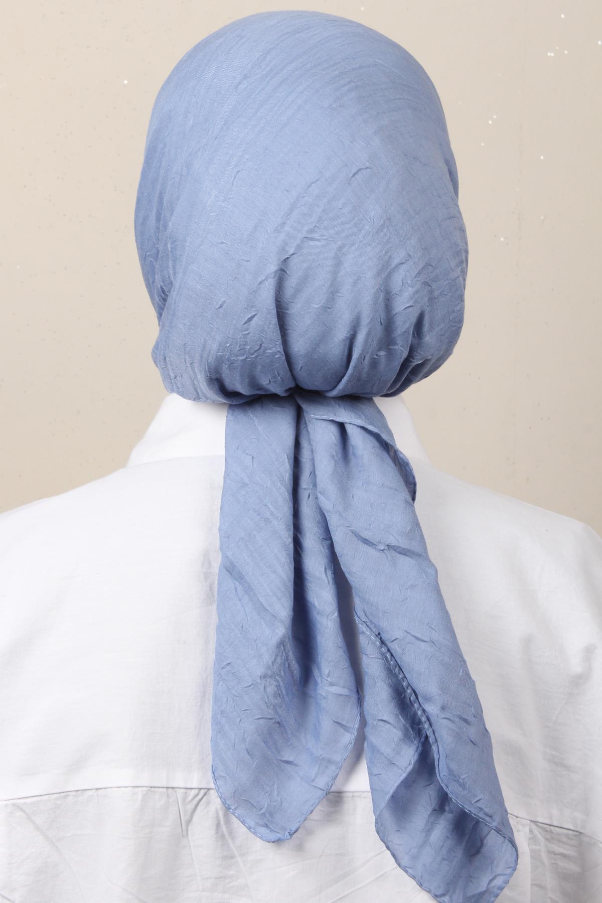 Bambu Kraşlı Eşarp 3081-67 Buz Mavisi 