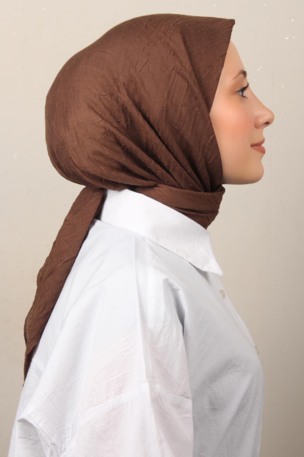 Bambu Kraşlı Eşarp 3081-71 Kahve 