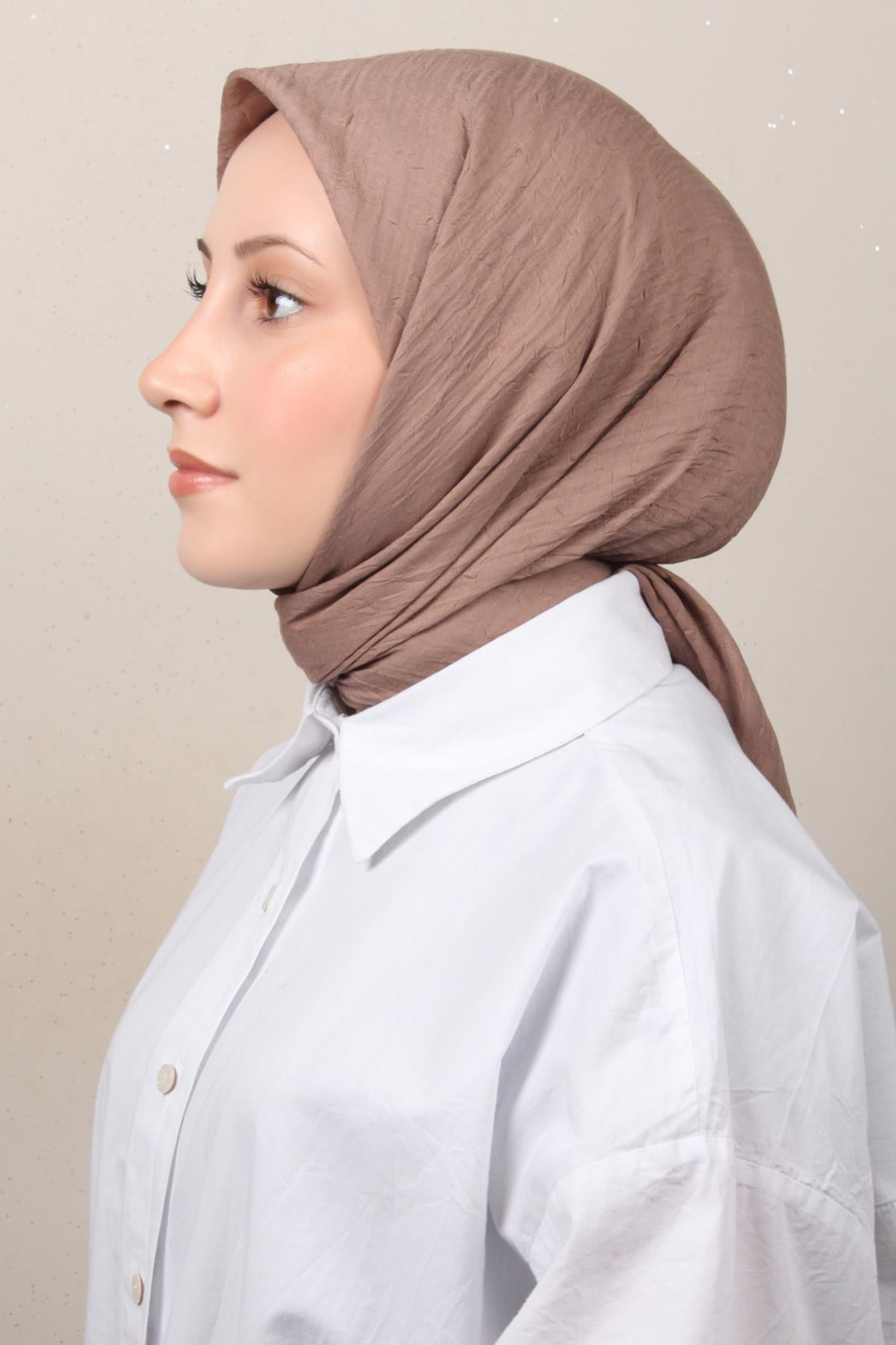 Bambu Kraşlı Eşarp 3081-82 Açık Kahve 