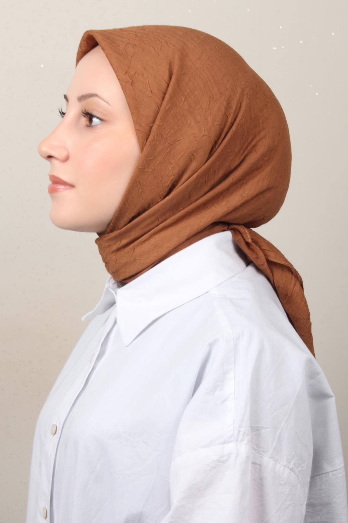 Bambu Kraşlı Eşarp 3081-83 Sıcak Kahve 