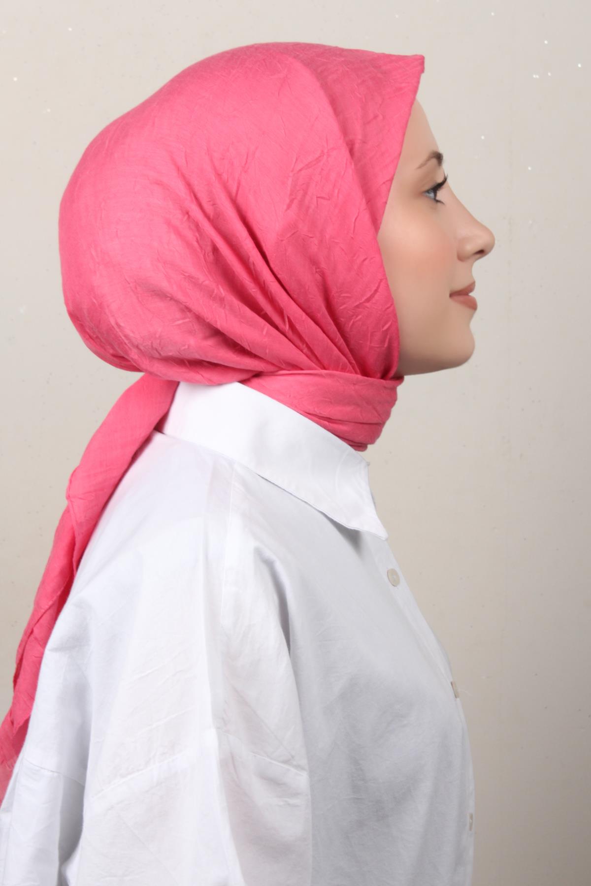 Bambu Kraşlı Eşarp 3081-85 Fuşya 