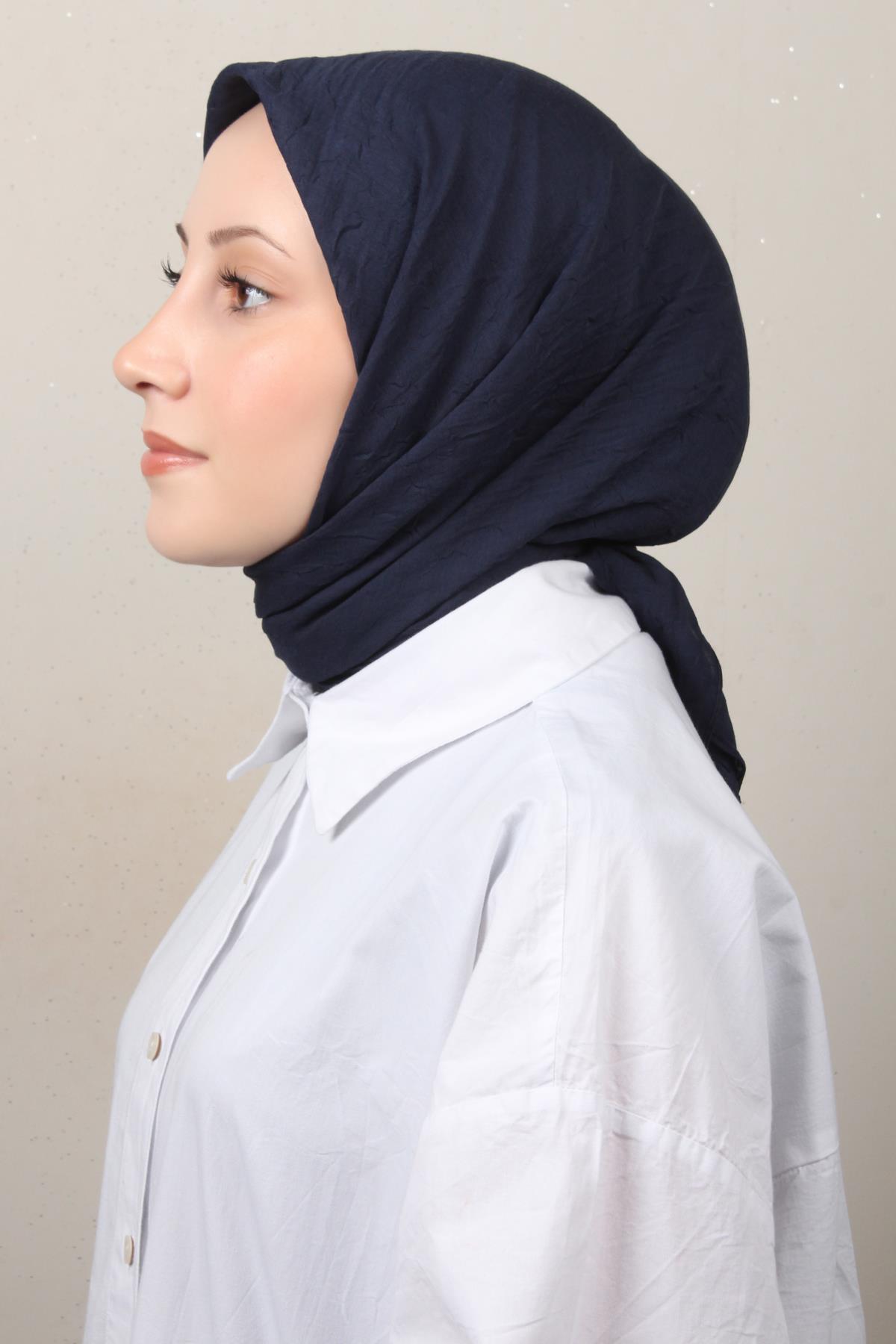 Bambu Kraşlı Eşarp 3081-87 Lacivert 