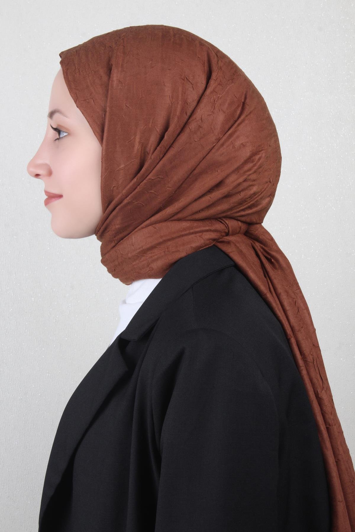 Bambu Kraşlı Şal 2724-109 Kahverengi