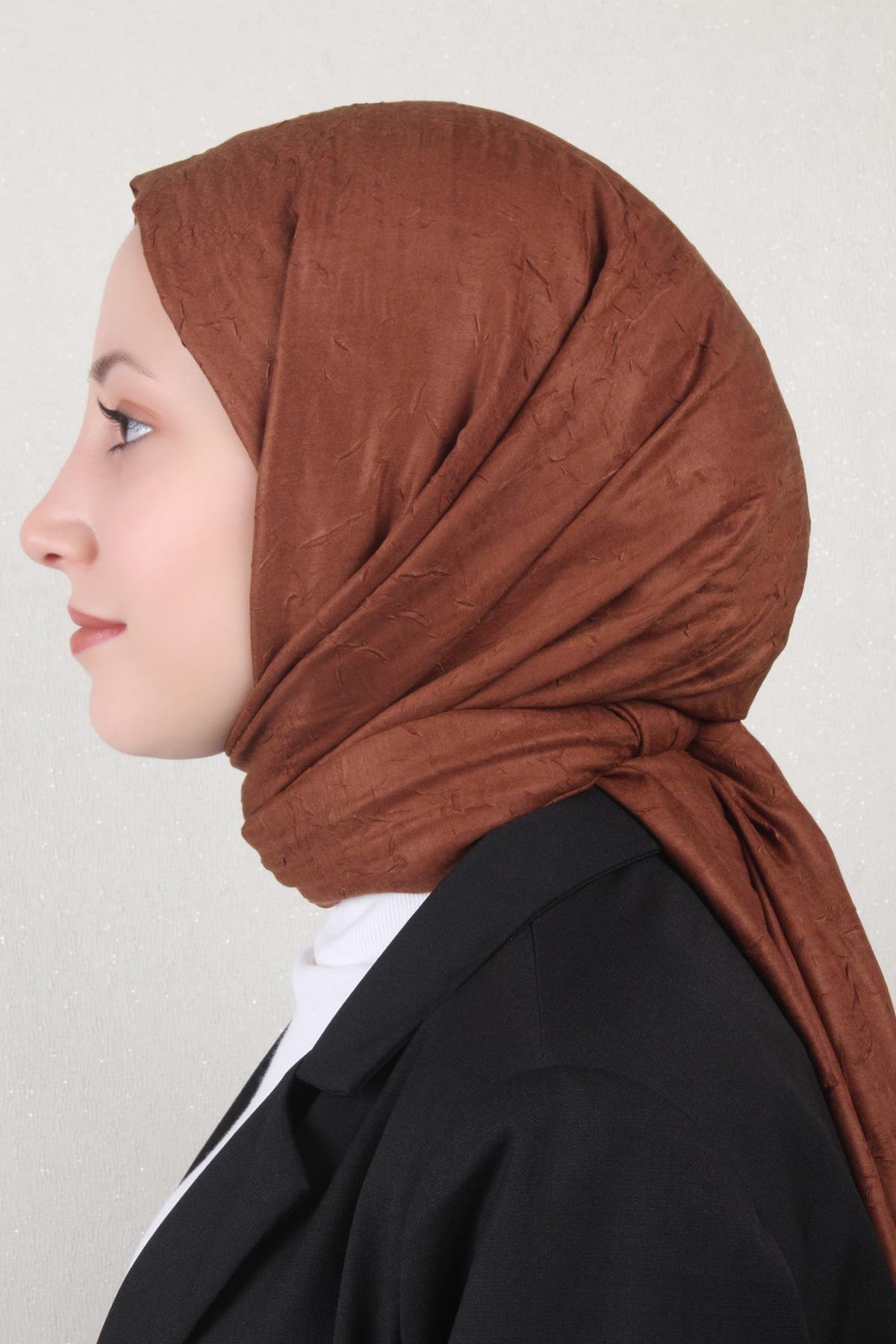 Bambu Kraşlı Şal 2724-109 Kahverengi