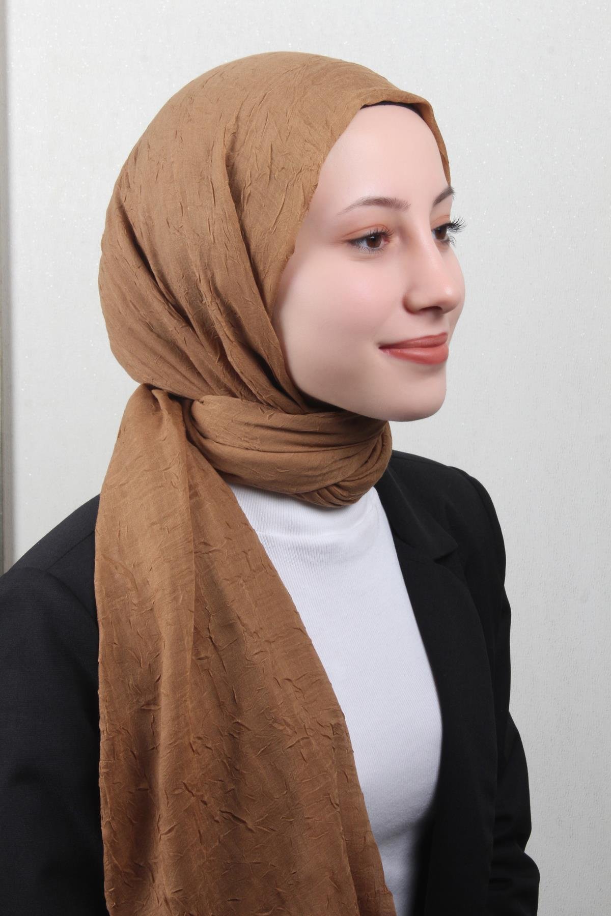 Bambu Kraşlı Şal 2724-117 Bal Köpüğü