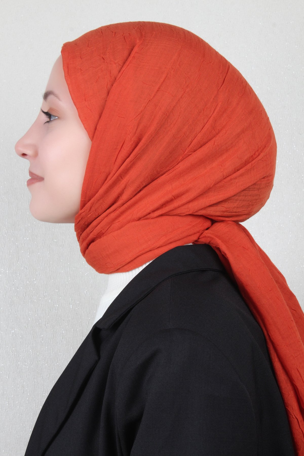 Bambu Kraşlı Şal 2724-123 Yanık Portkal