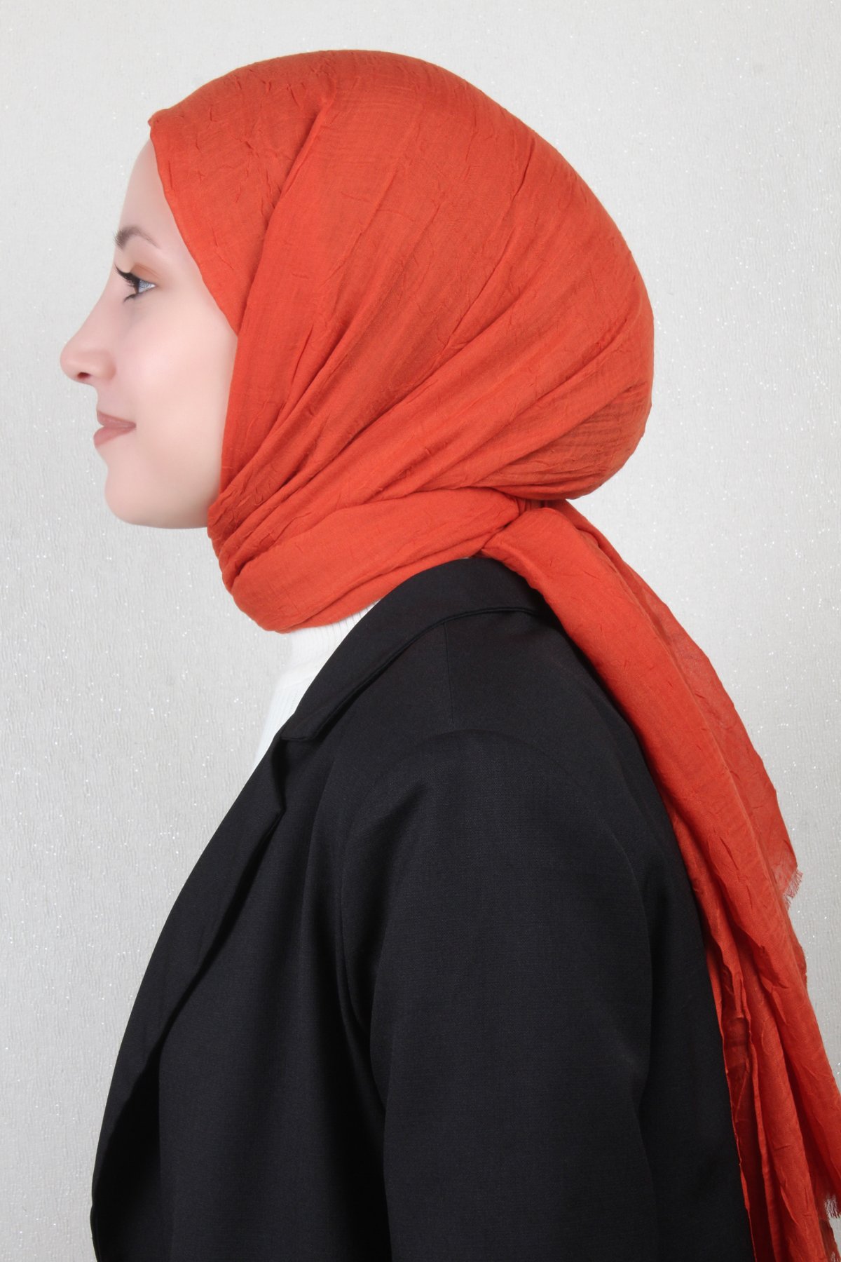 Bambu Kraşlı Şal 2724-123 Yanık Portkal