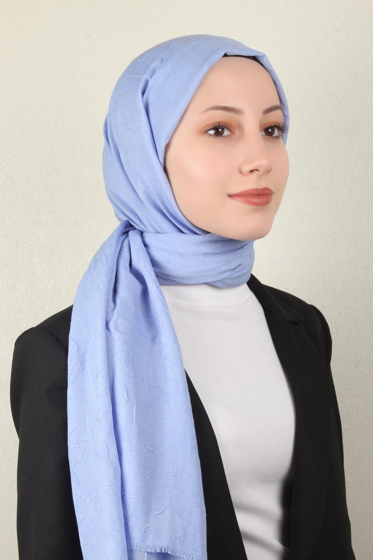 Bambu Kraşlı Şal 2724-124 Bebe Mavisi