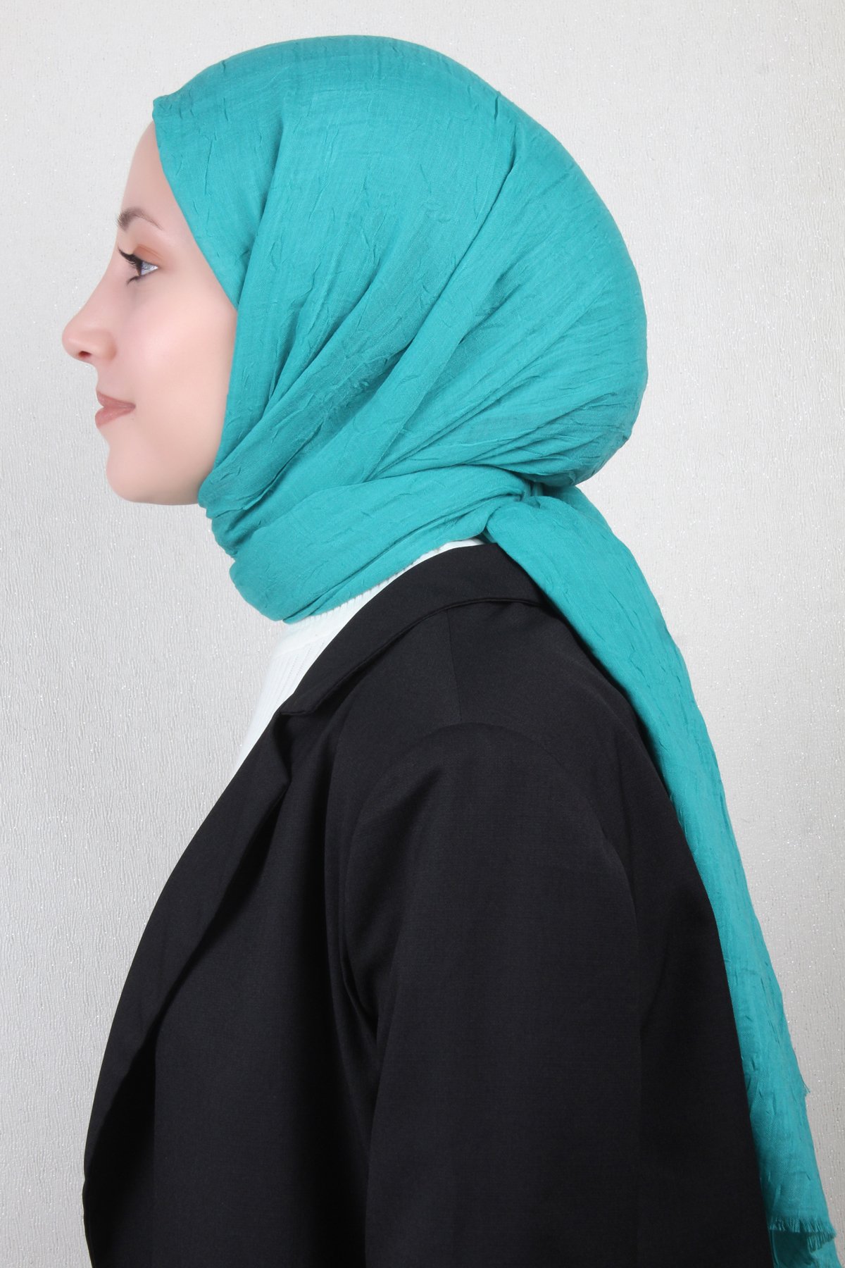 Bambu Kraşlı Şal 2724-125 Turkuaz