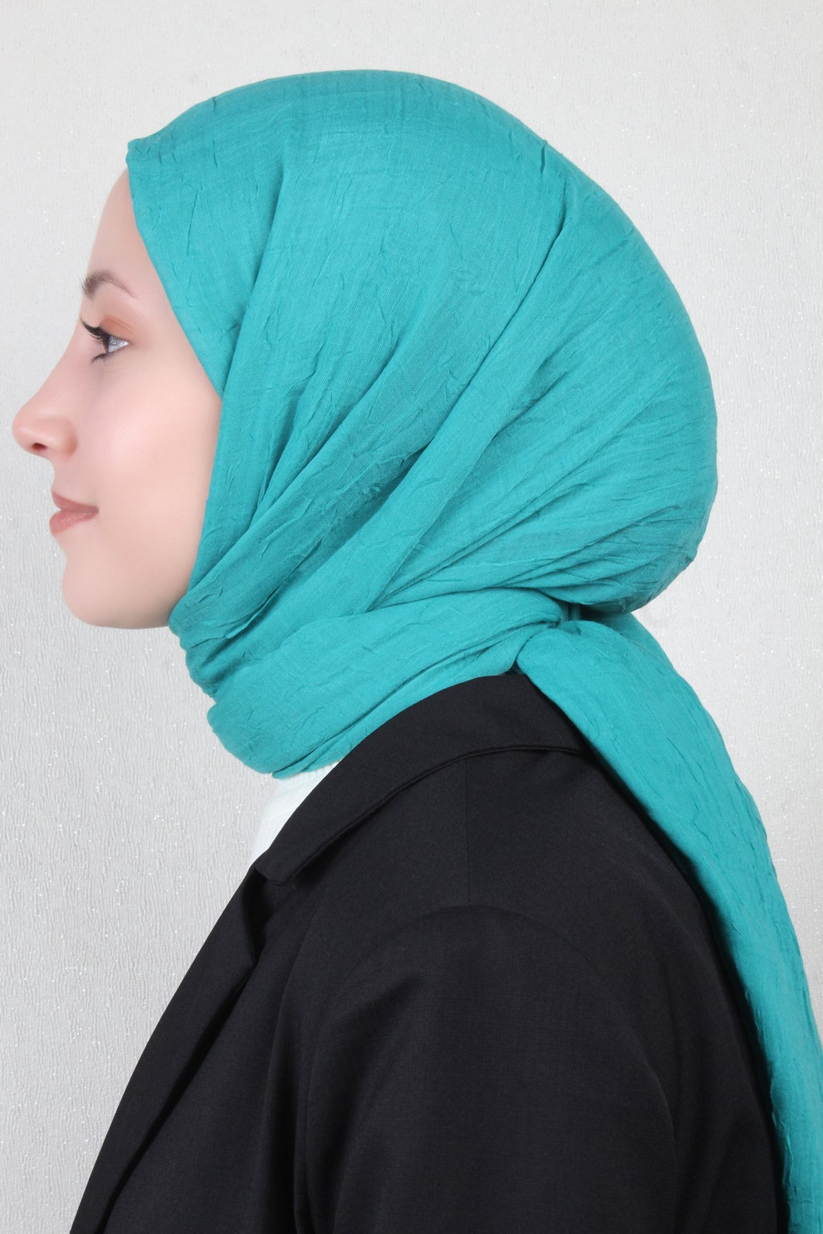 Bambu Kraşlı Şal 2724-125 Turkuaz