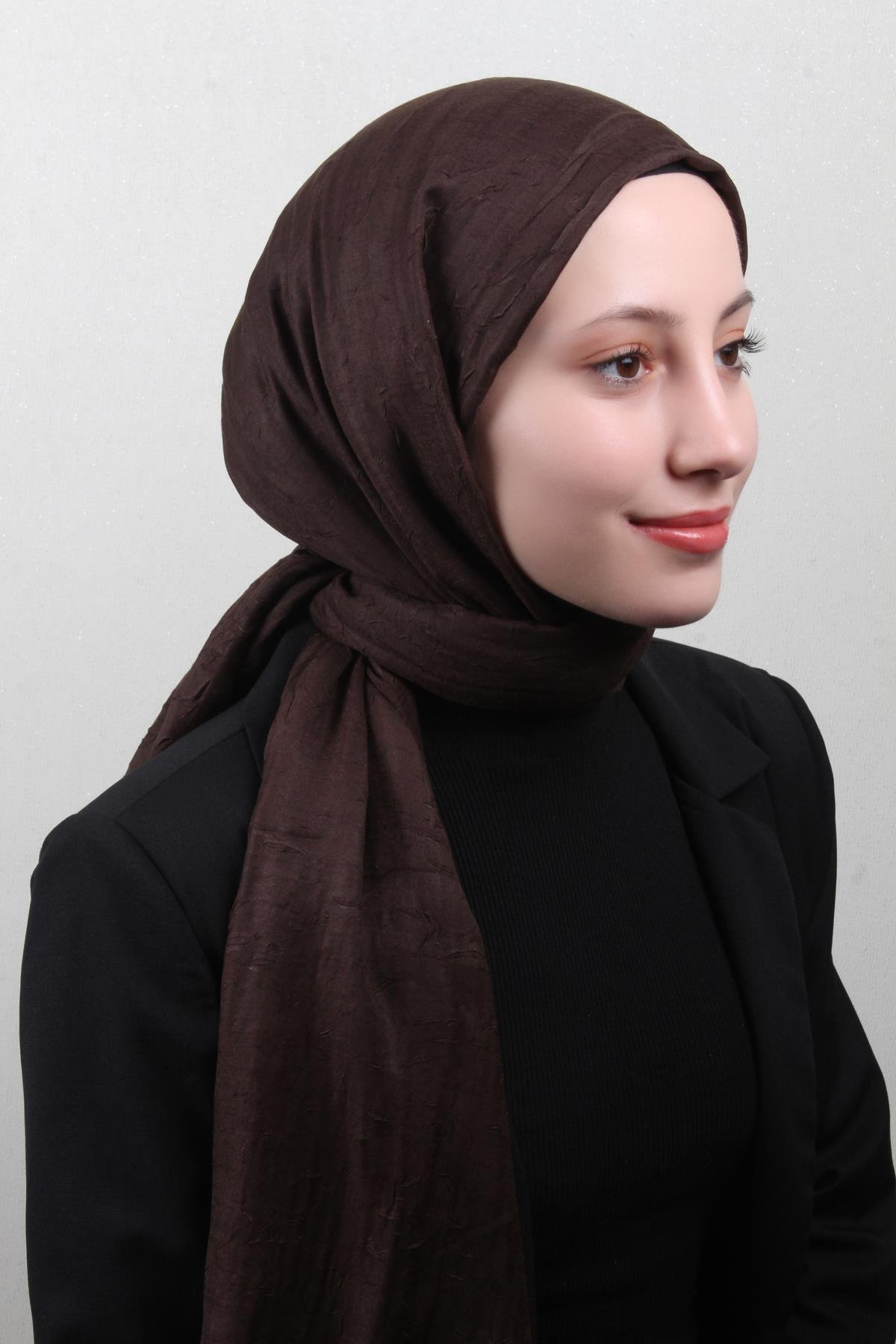 Bambu Kraşlı Şal 2724-13 Acı Kahve