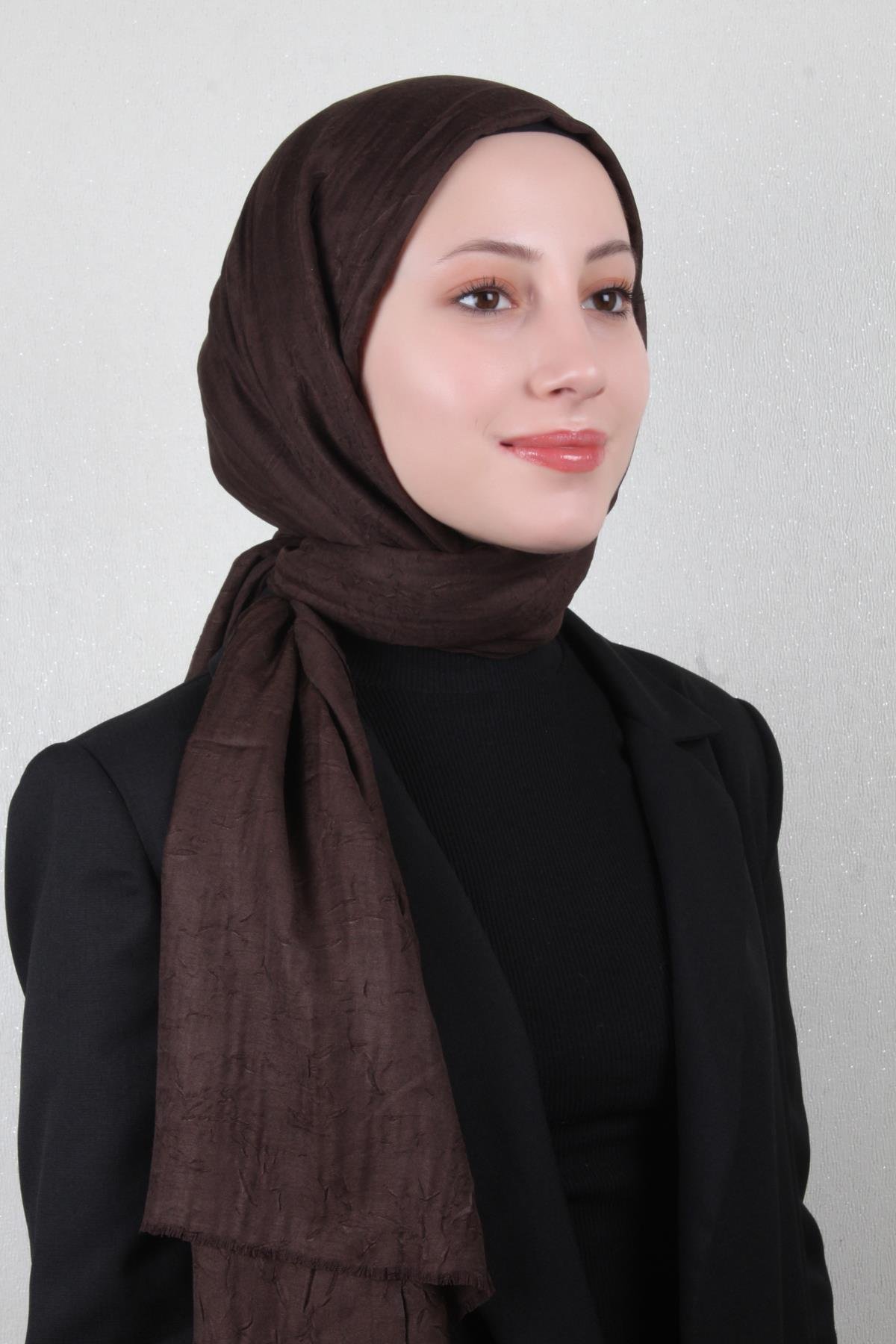 Bambu Kraşlı Şal 2724-13 Acı Kahve