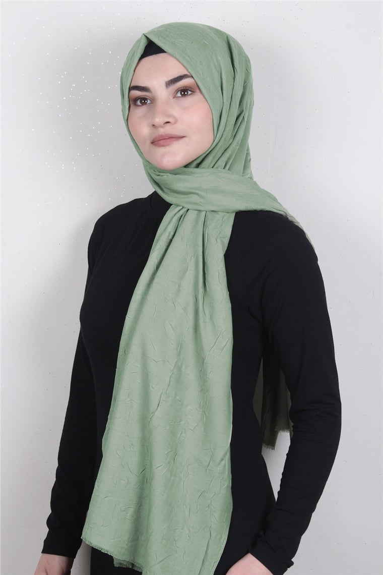 Bambu Kraşlı Şal 2724-14 Açık Yeşil