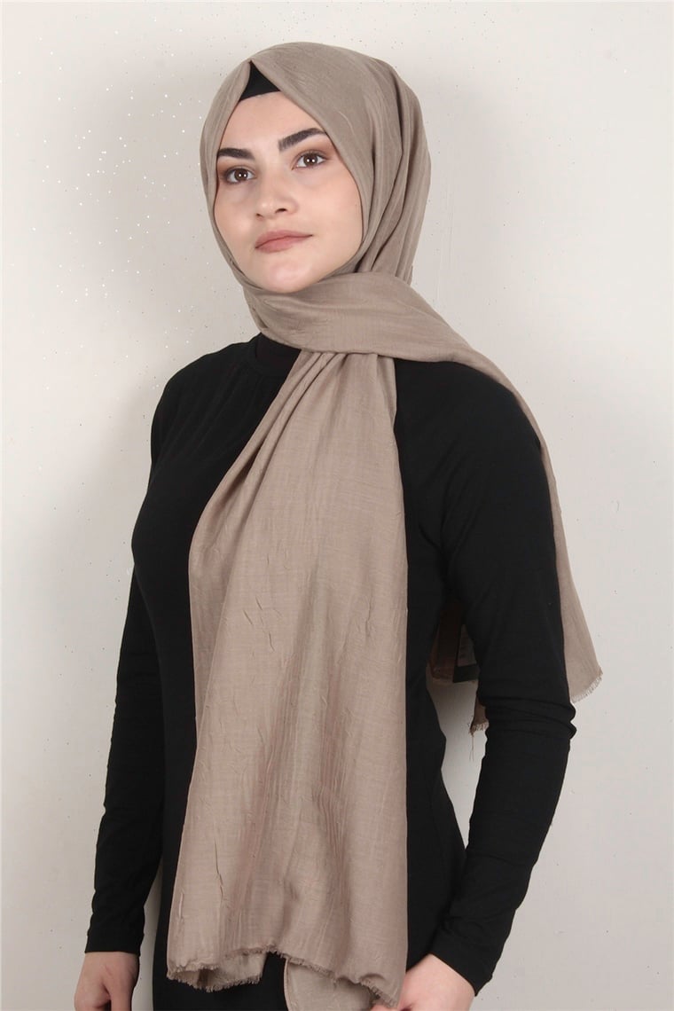 Bambu Kraşlı Şal 2724-18 Açık Kahve