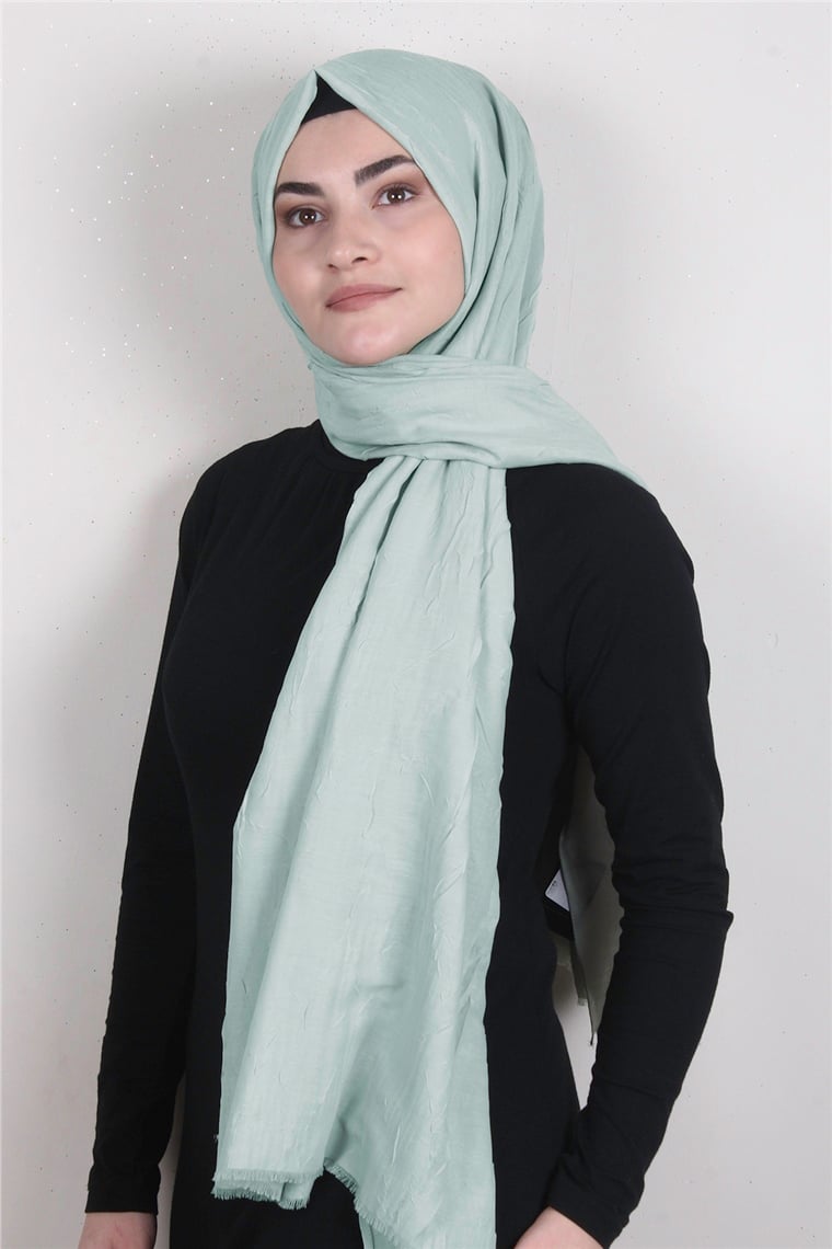 Bambu Kraşlı Şal 2724-19 Su Yeşili