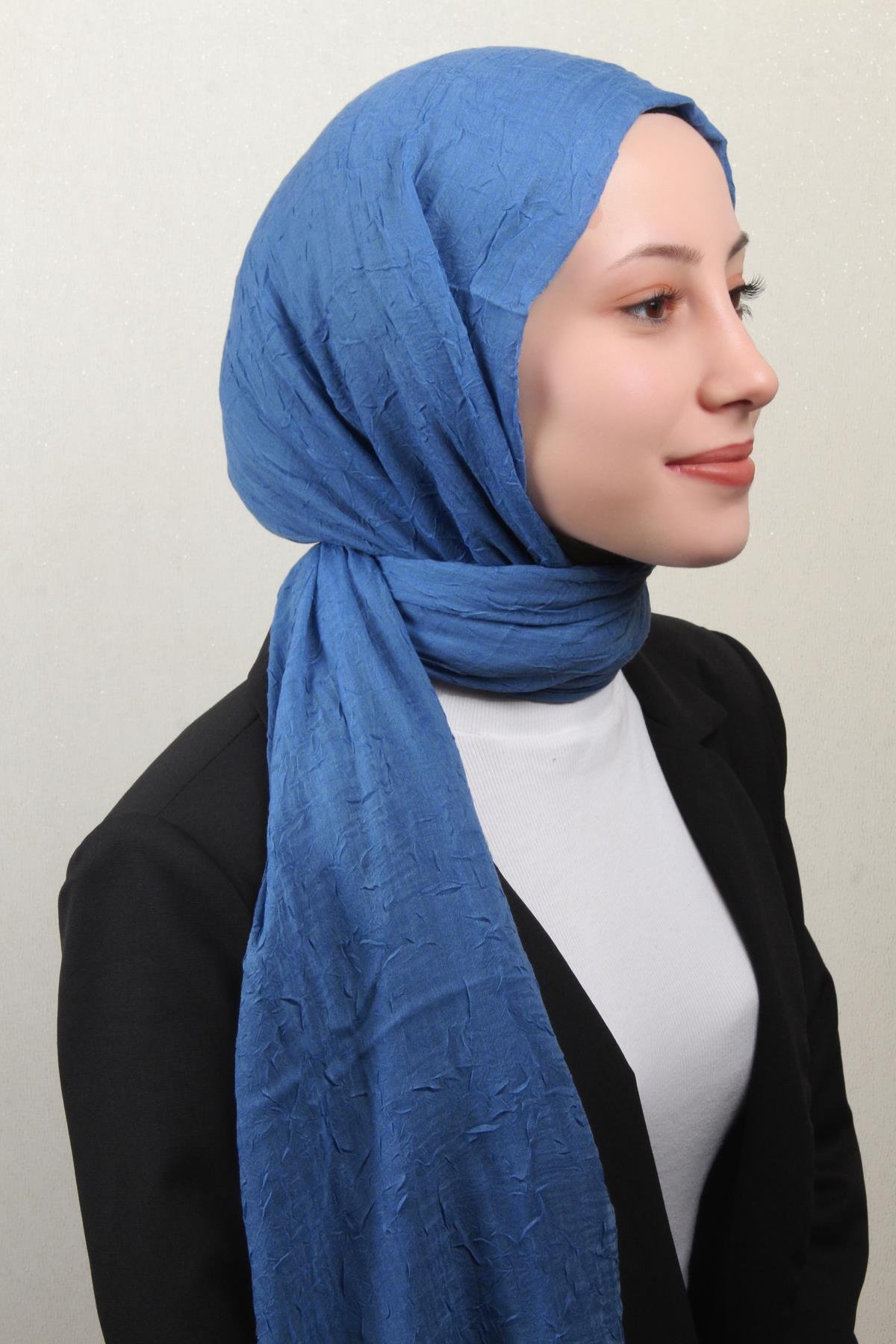 Bambu Kraşlı Şal 2724-23 İndigo