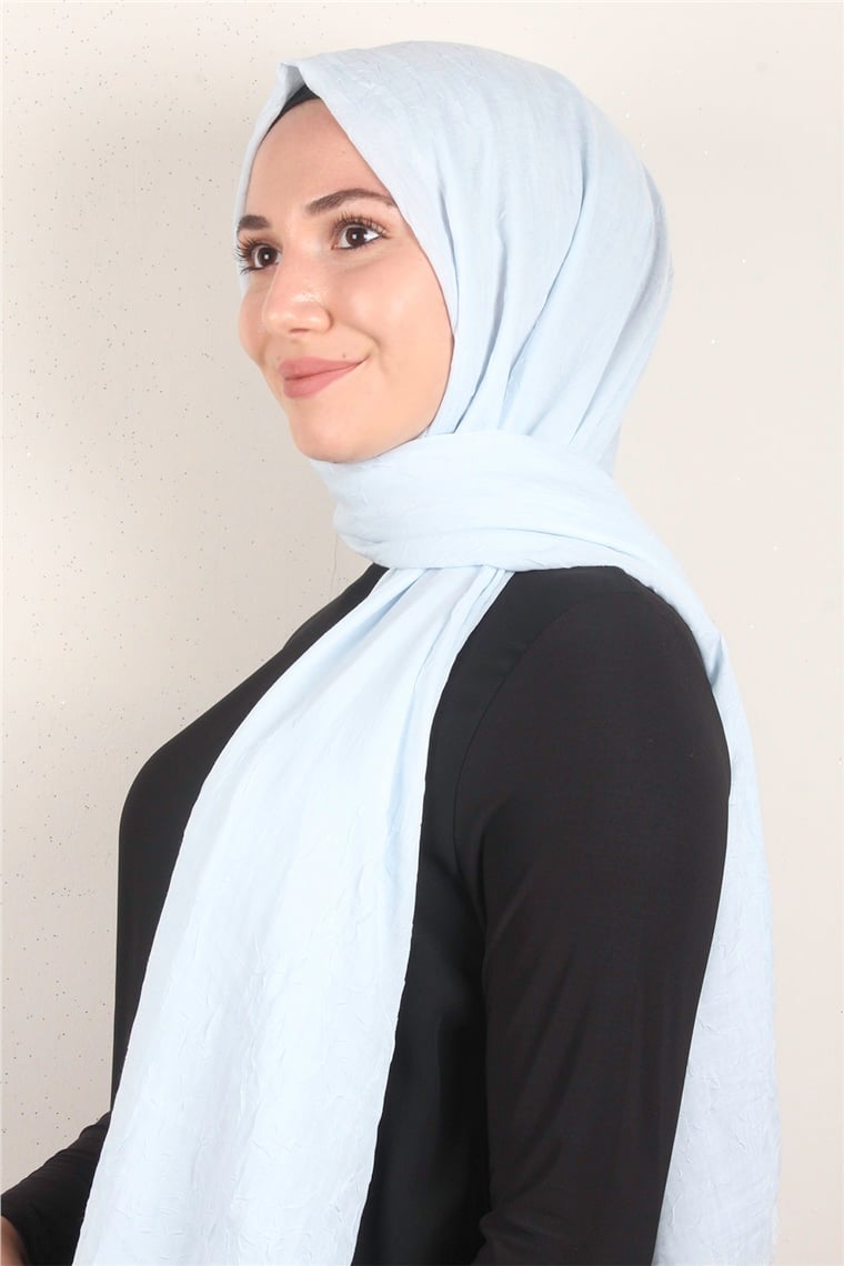 Bambu Kraşlı Şal 2724-32 Bebe Mavisi